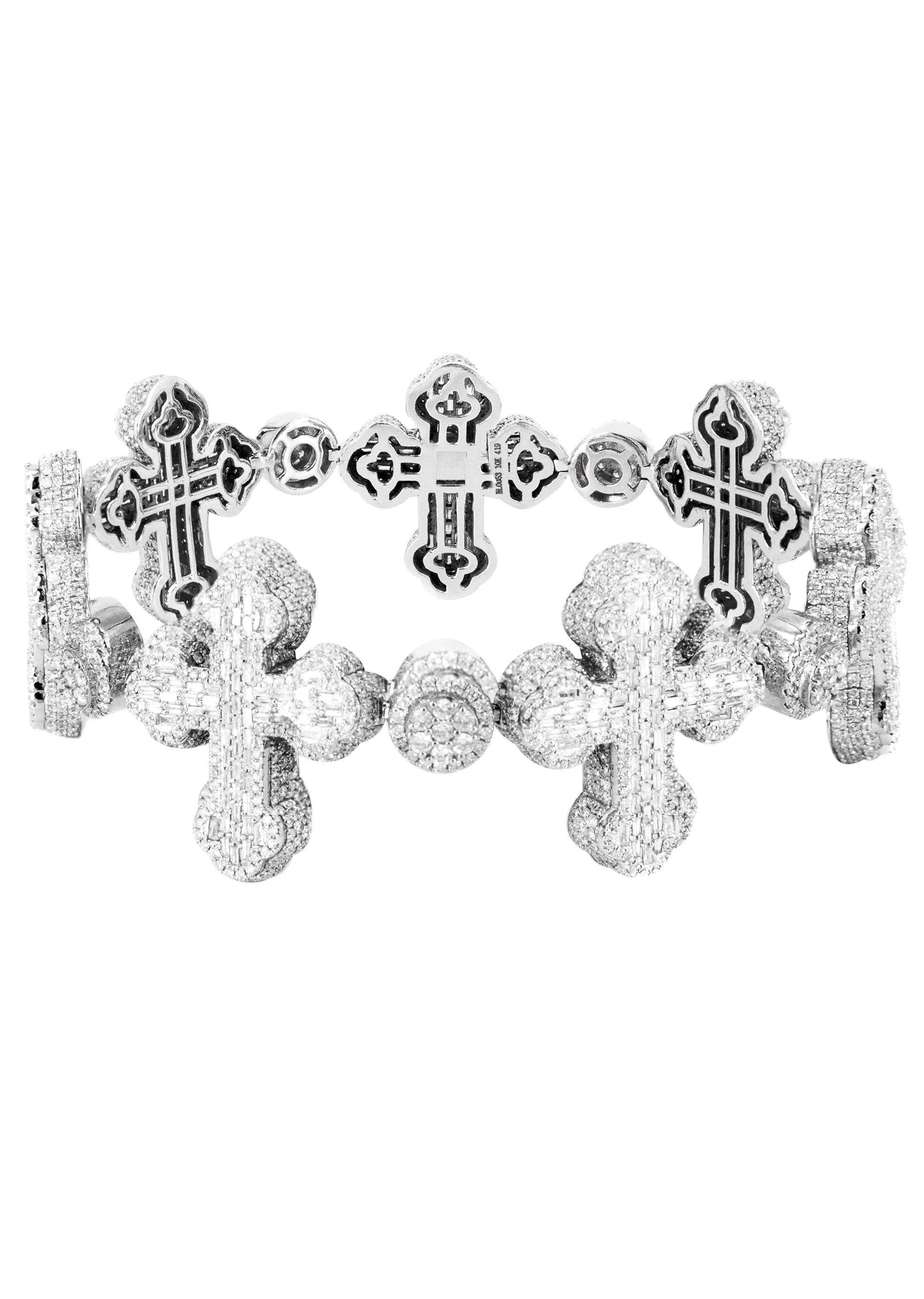 High End Jewelry - Iced Out Diamond Baguette Cross Bracelet - Image 5