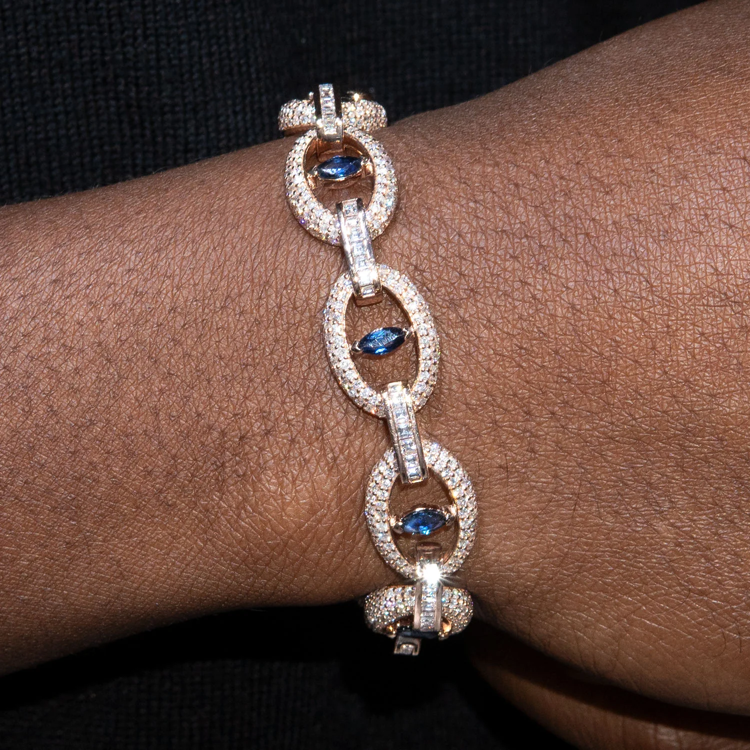 High End Jewelry - Iced Out Sapphire Evil Eye Bracelet - Image 2