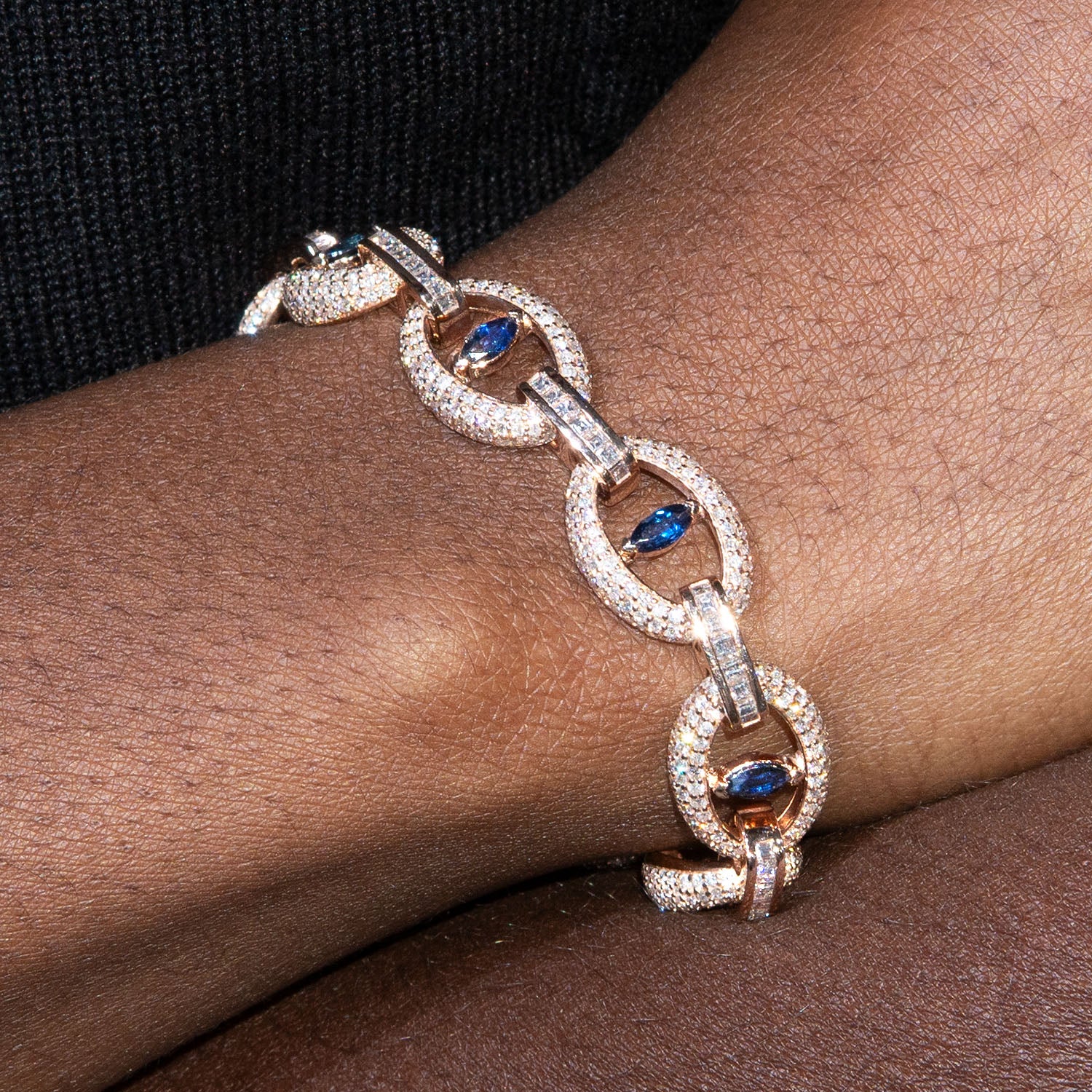 High End Jewelry - Iced Out Sapphire Evil Eye Bracelet - Image 4