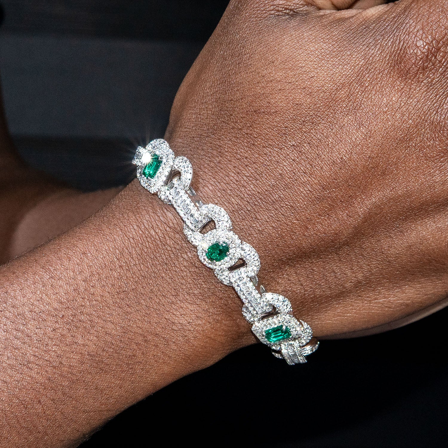 High End Jewelry - Iced Out Emerald Bracelet - Image 2