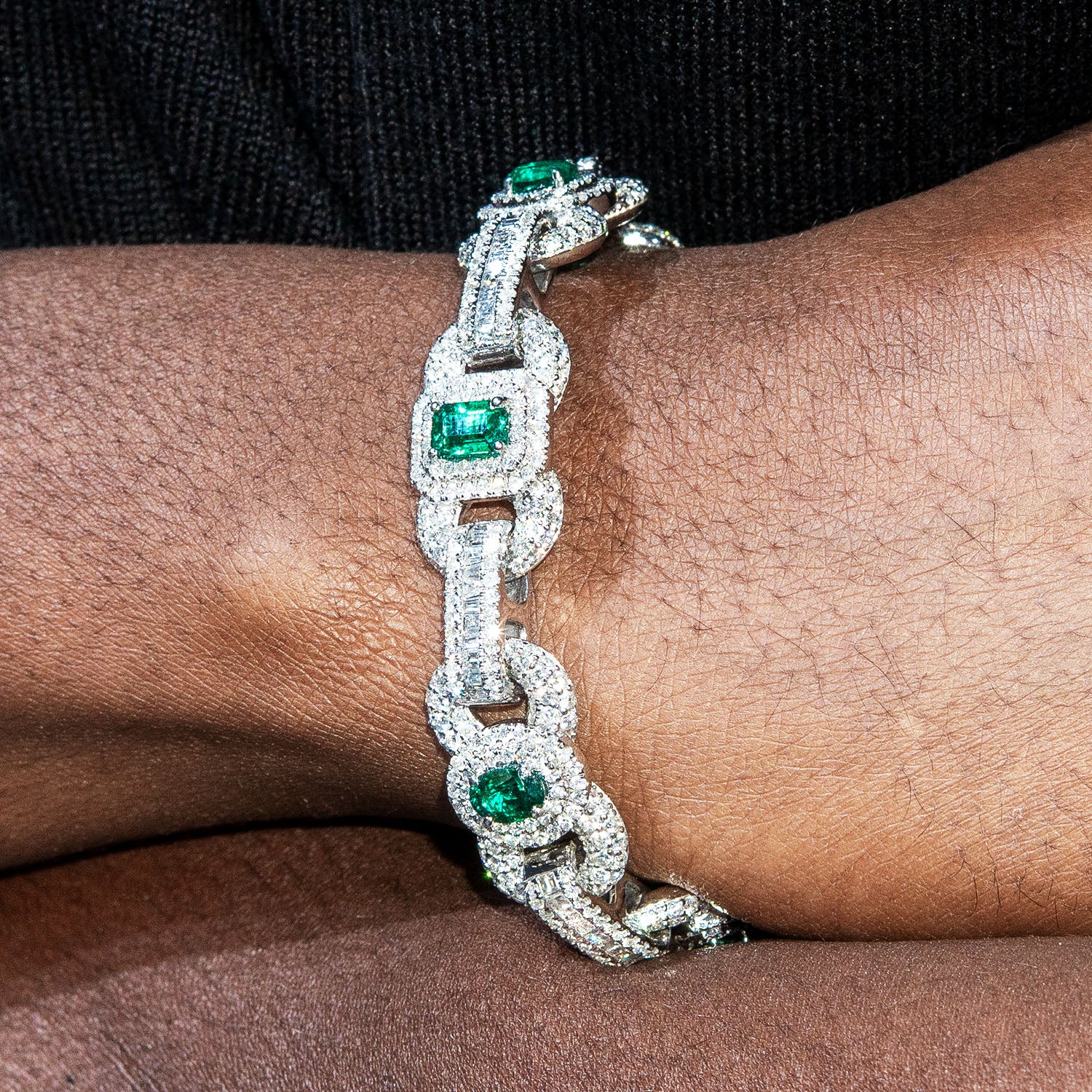 High End Jewelry - Iced Out Emerald Bracelet - Image 4