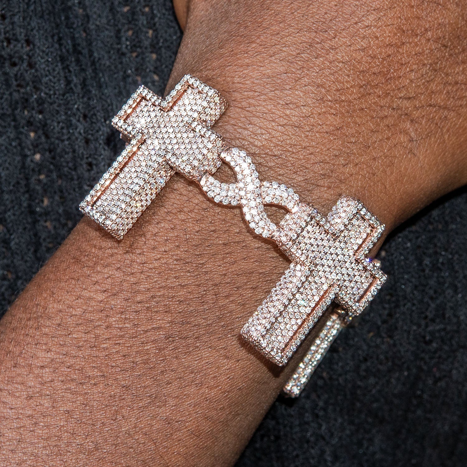 High End Jewelry - Iced Out Diamond Cross Bracelet