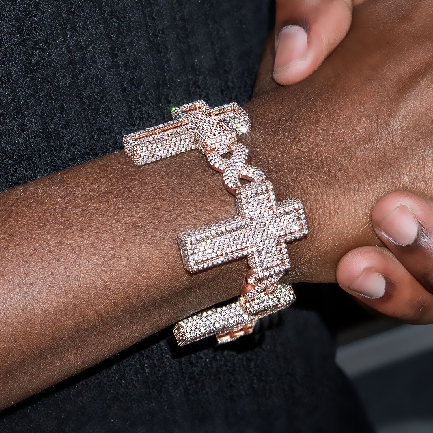 High End Jewelry - Iced Out Diamond Cross Bracelet - Image 2