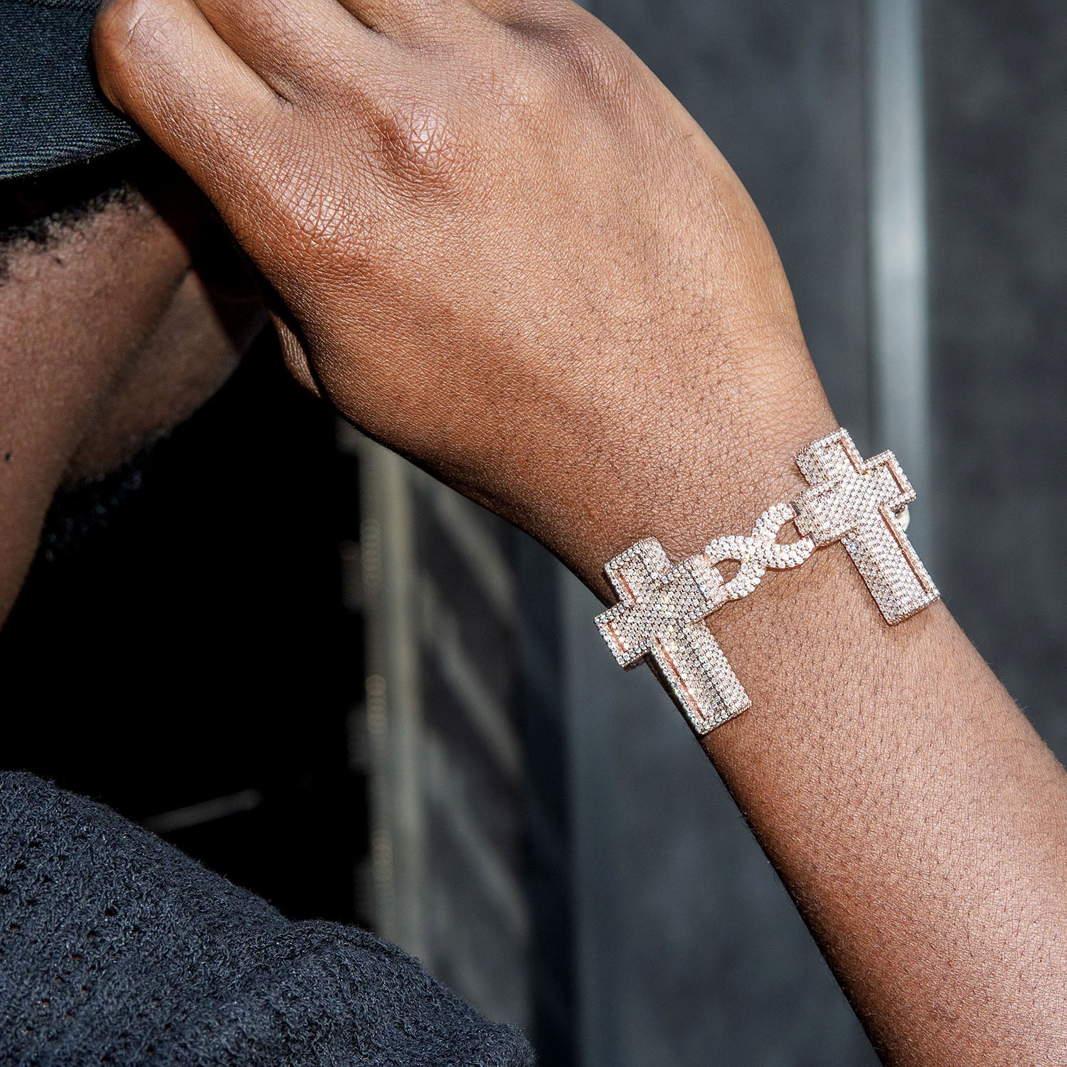 High End Jewelry - Iced Out Diamond Cross Bracelet - Image 3