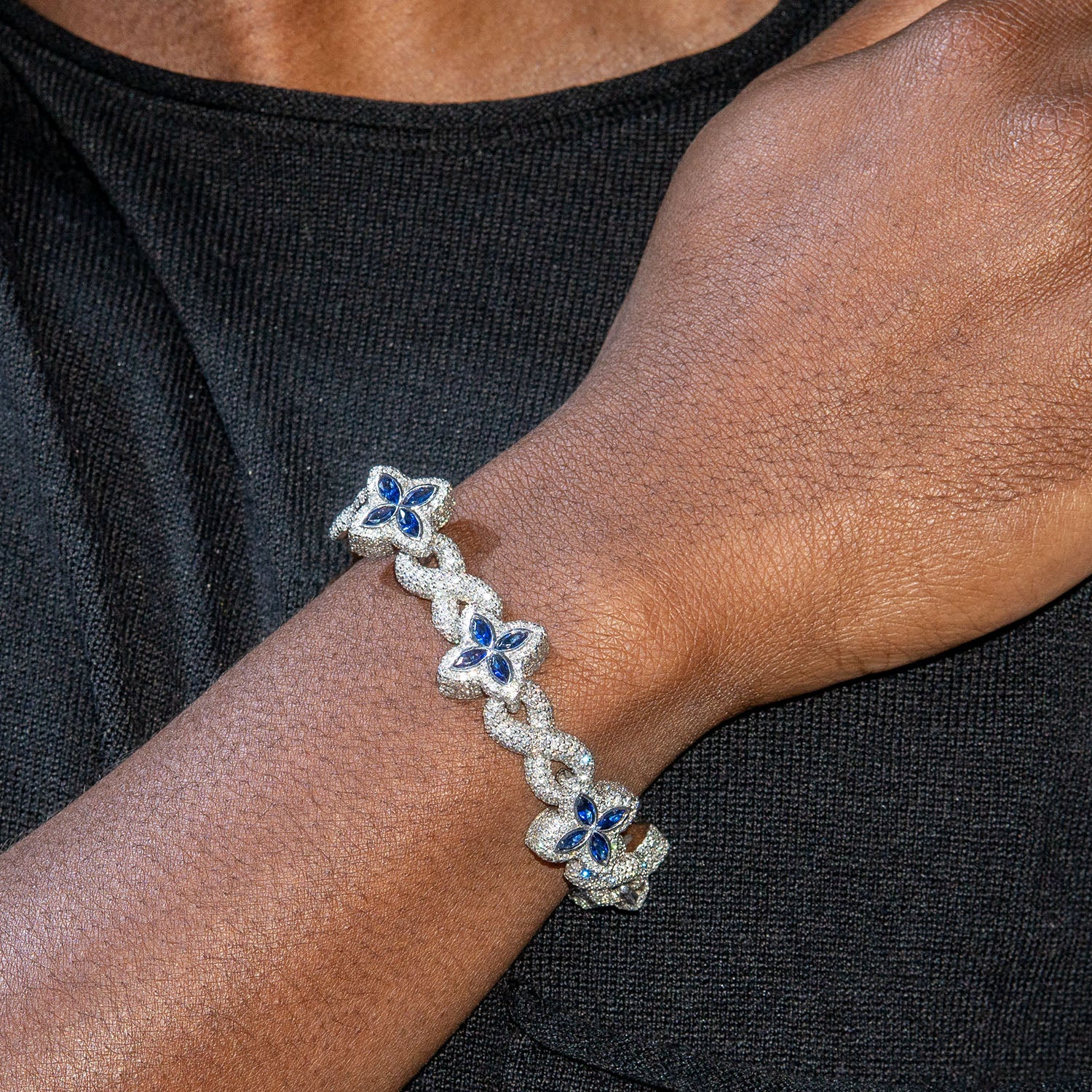 High End Jewelry - Iced Out Diamond Sapphire Bracelet - Image 4