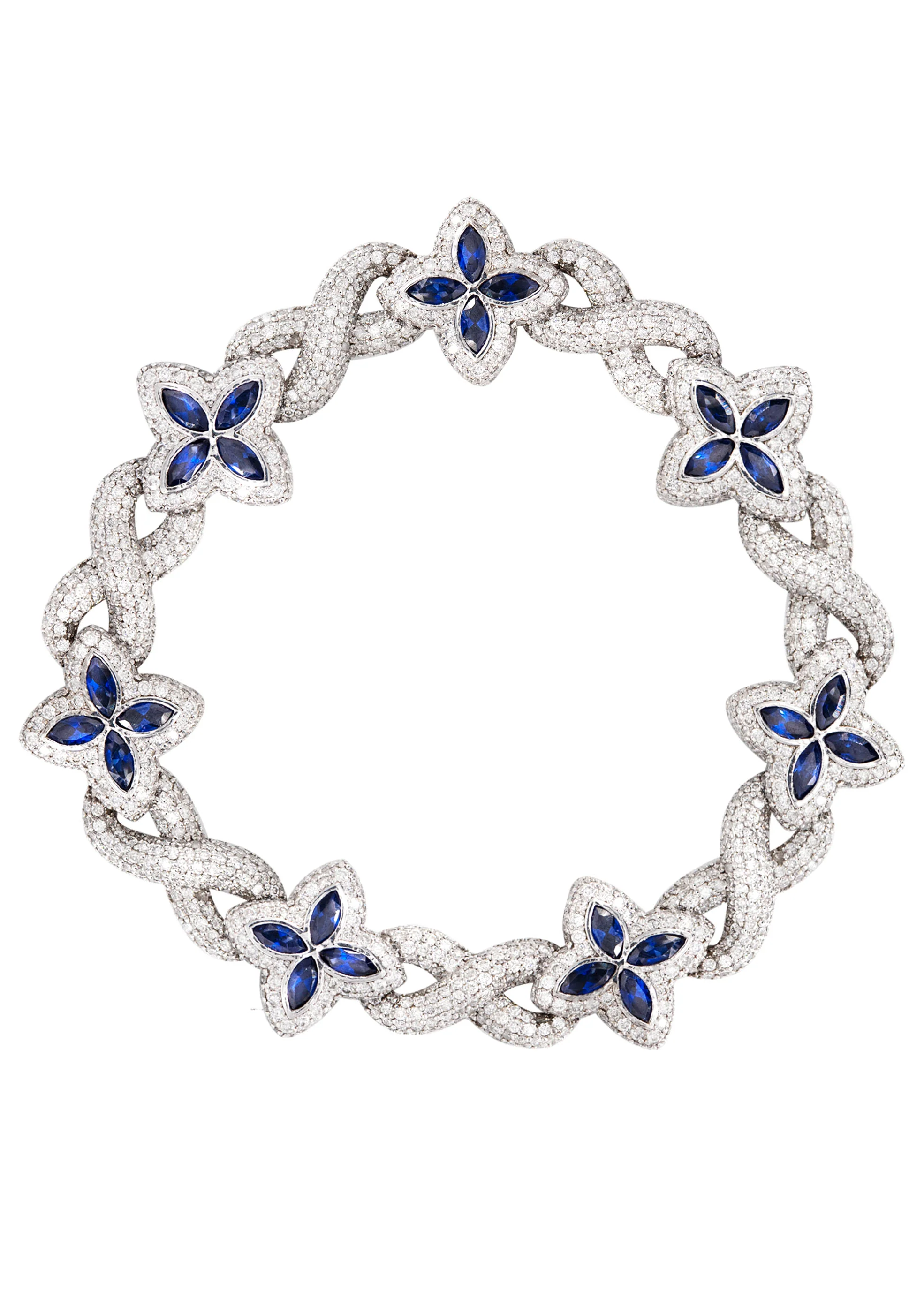 High End Jewelry - Iced Out Diamond Sapphire Bracelet - Image 5