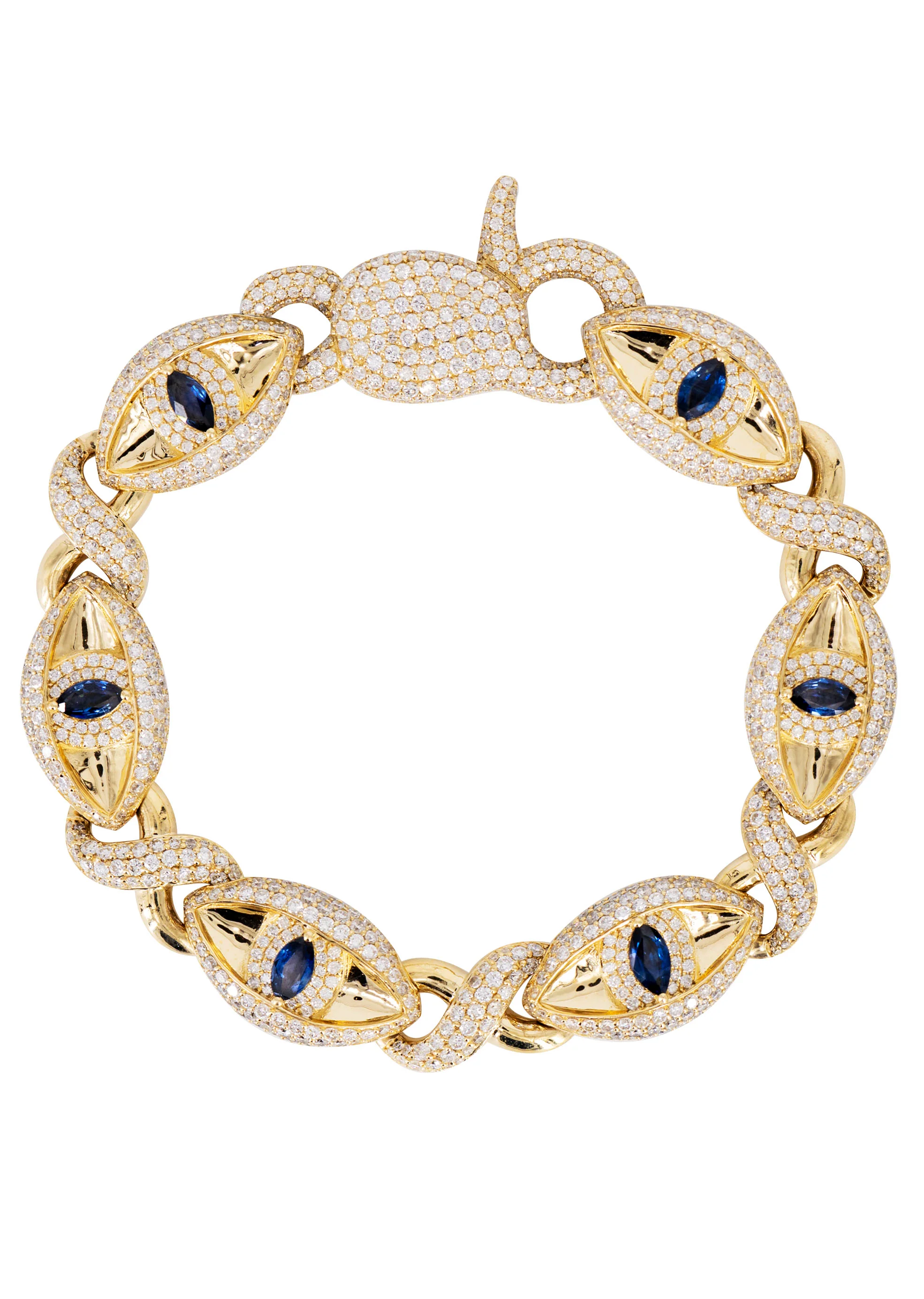 High End Jewelry - Iced Out Sapphire Evil Eye Bracelet - Image 5