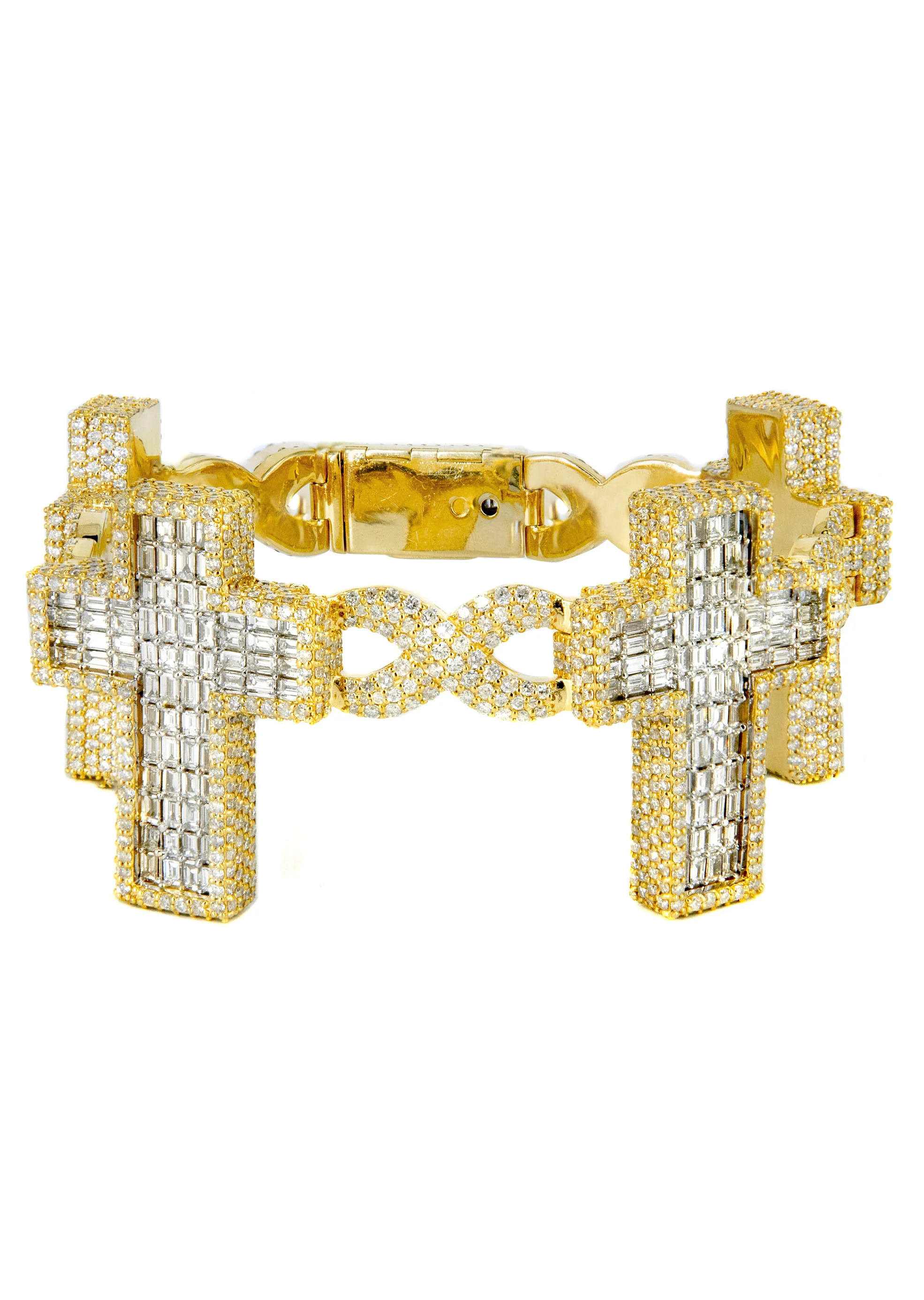 High End Jewelry - Iced Out Diamond Baguette Cross Bracelet - Image 5