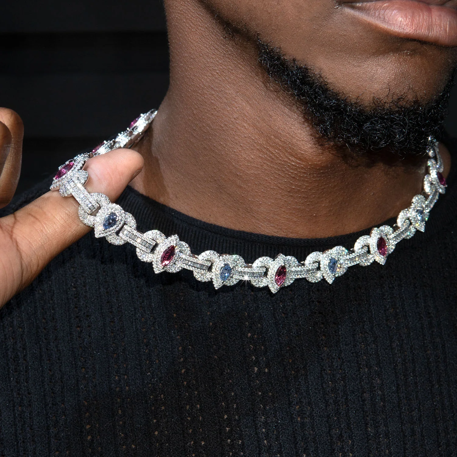 High End Jewelry - Iced Out Ruby & Sapphire Chain - Image 3