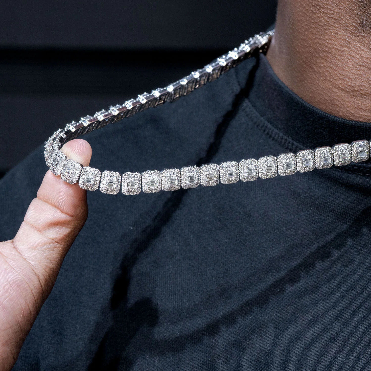 High End Jewelry - Diamond Baguette Tennis Iced Out Chain - Image 3