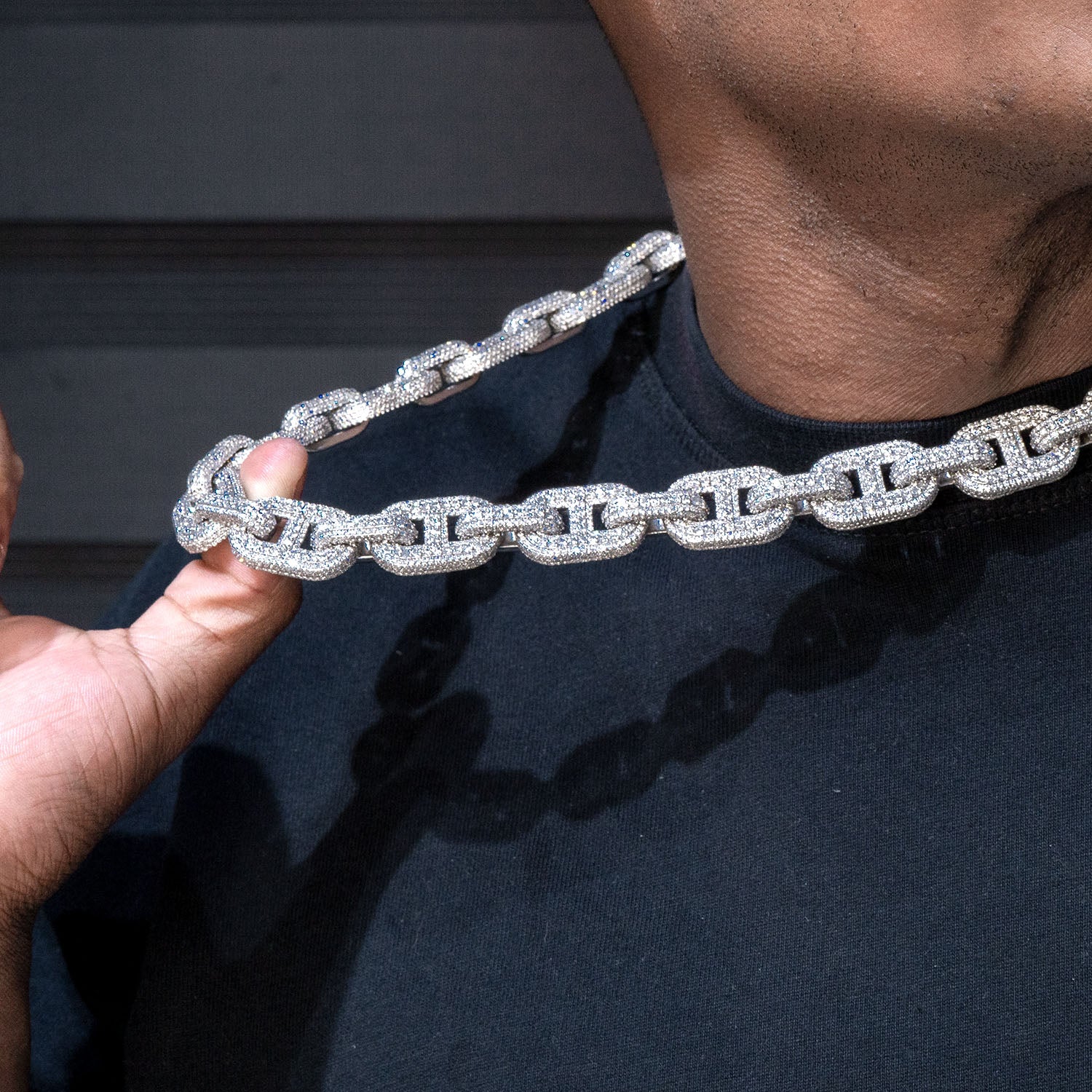 High End Jewelry - Iced Out Diamond Mariner Link Chain - Image 3