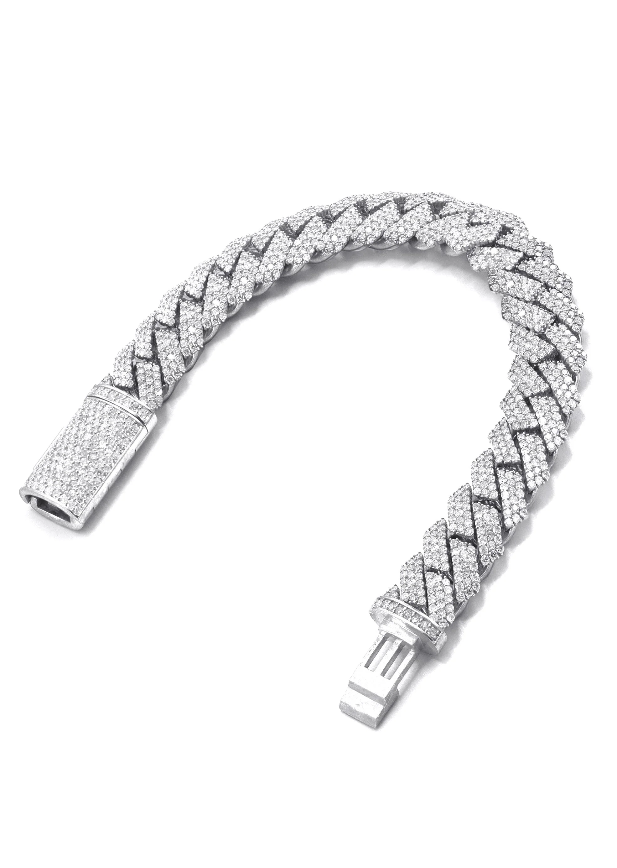 Iced Out Diamond Prong Cuban Link White Gold Bracelet 10K/14K - Image 3