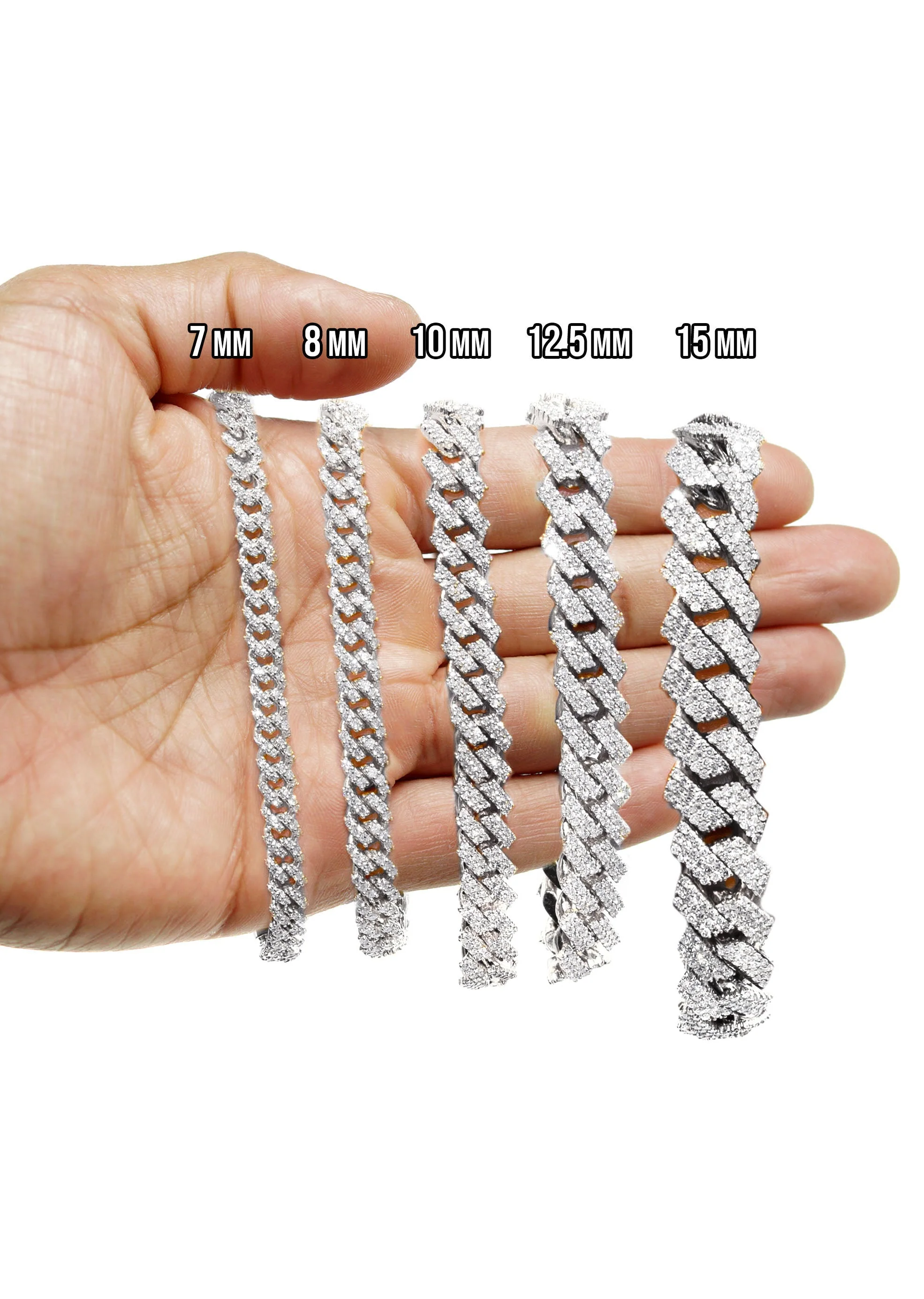 Iced Out Diamond Prong Cuban Link White Gold Bracelet 10K/14K - Image 4