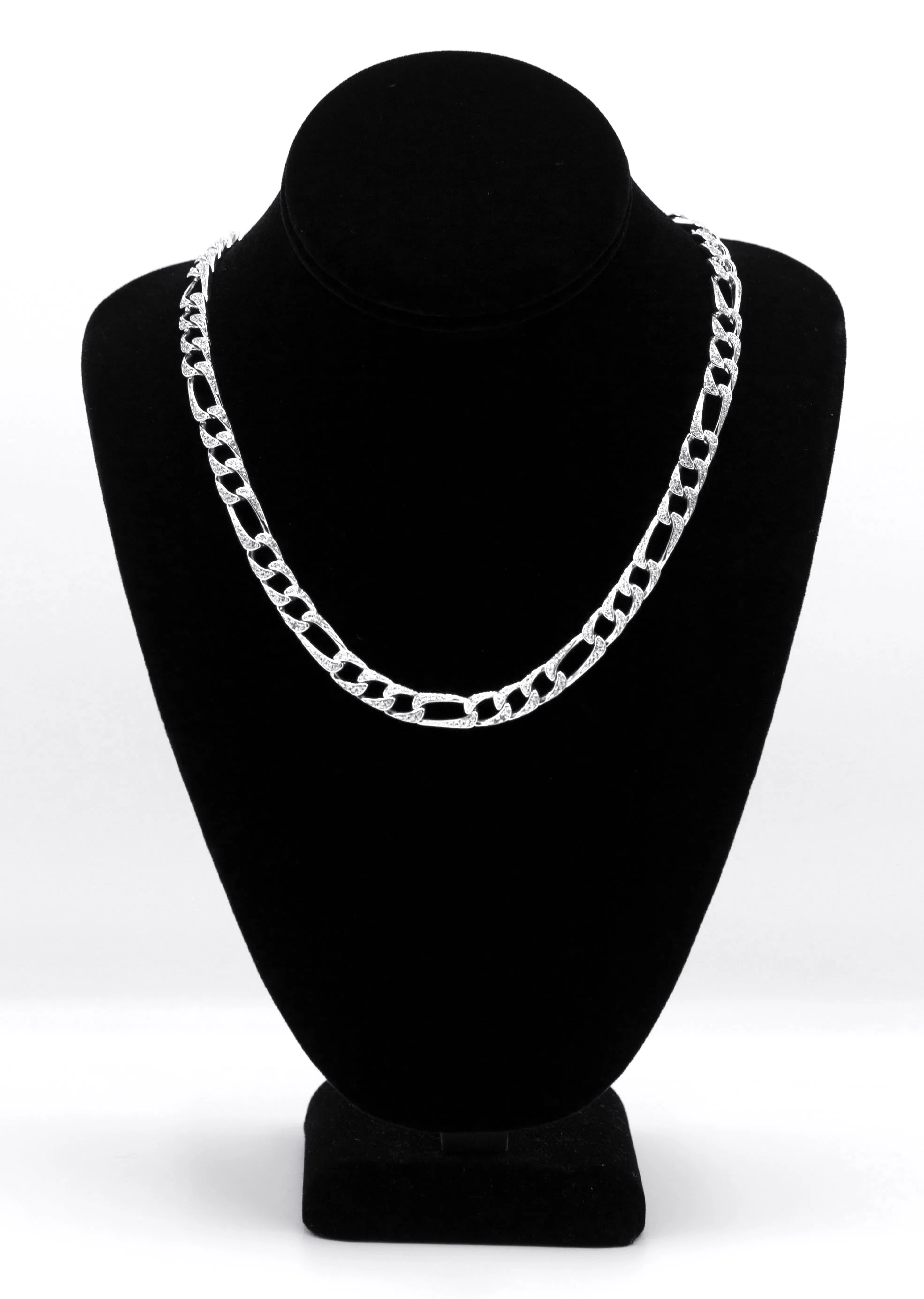 Silver Chain -  Iced Out Figaro Chain - Image 5