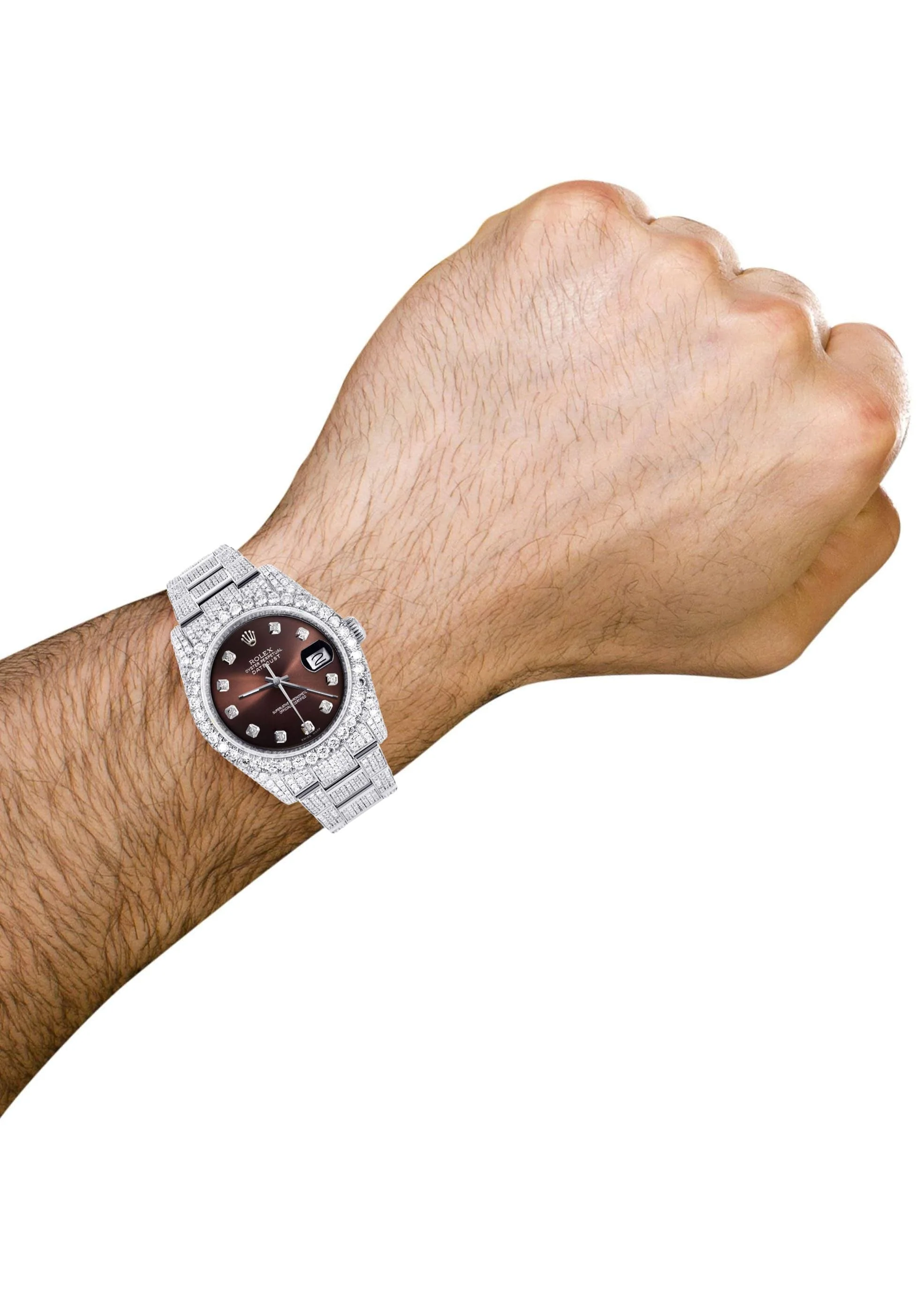 Iced Out Rolex Datejust 36 MM | Stainless Steel | 16.5 Carats of Diamonds | Chocolate Diamond Dial | Oyster Band | Model 116200 - Image 5