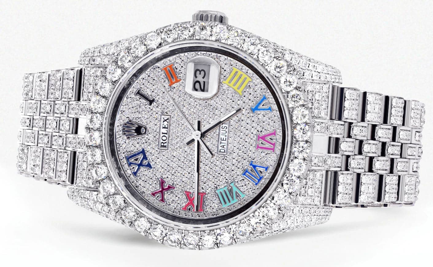 Iced Out Rolex Datejust 36 MM | Stainless Steel | 16.5 Carats of Diamonds | Full Diamond Color Roman Diamond Dial | Jubilee Band - Image 2