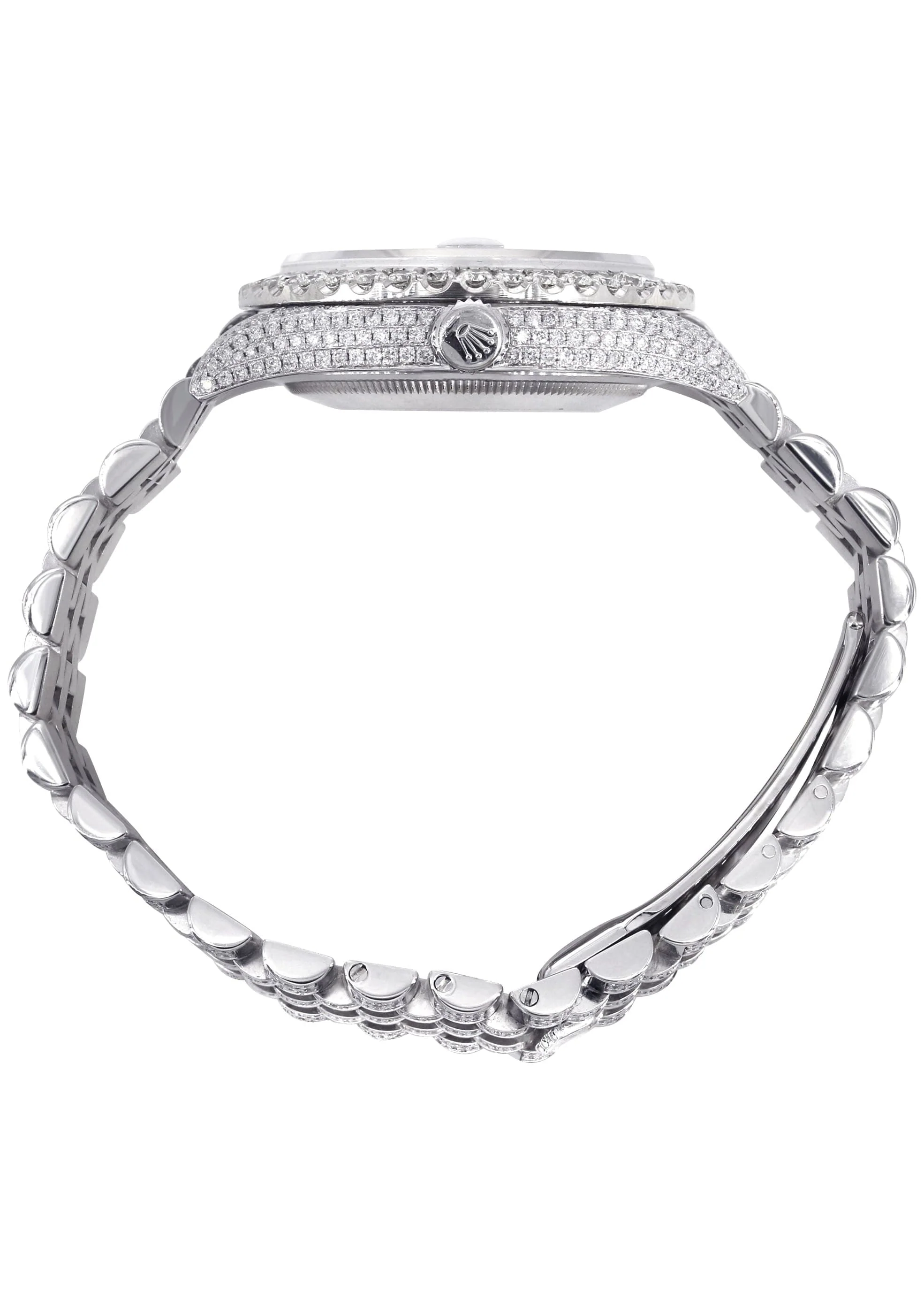 Iced Out Rolex Datejust 36 MM | Stainless Steel | 16.5 Carats of Diamonds | Red Mother of Pearl Roman Diamond Dial | Jubilee Band | Model 116200 - Image 6
