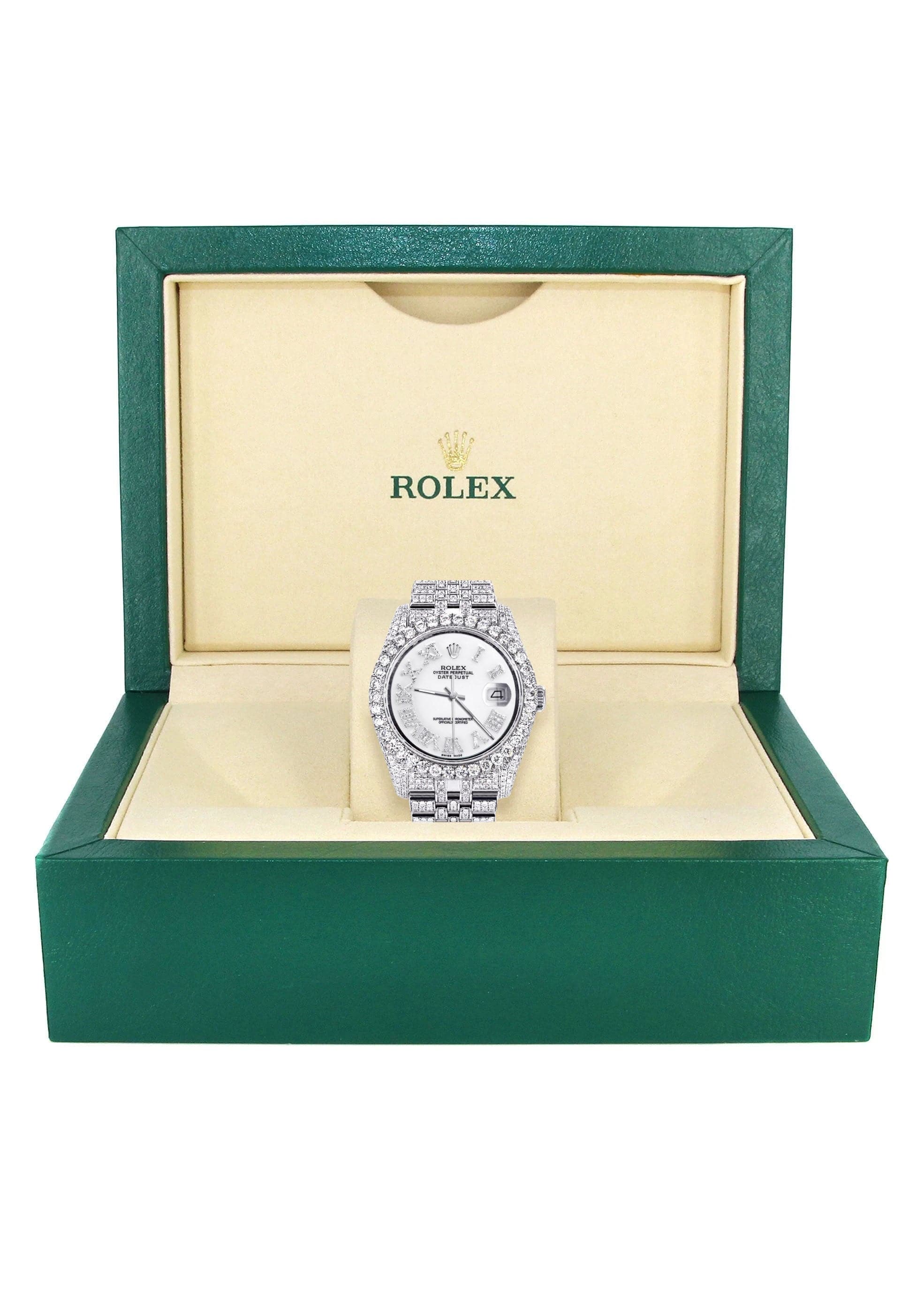 Iced Out Rolex Datejust 36 MM | Stainless Steel | 16.5 Carats of Diamonds | White Roman Diamond Dial | Oyster Band | Model 116200 - Image 4