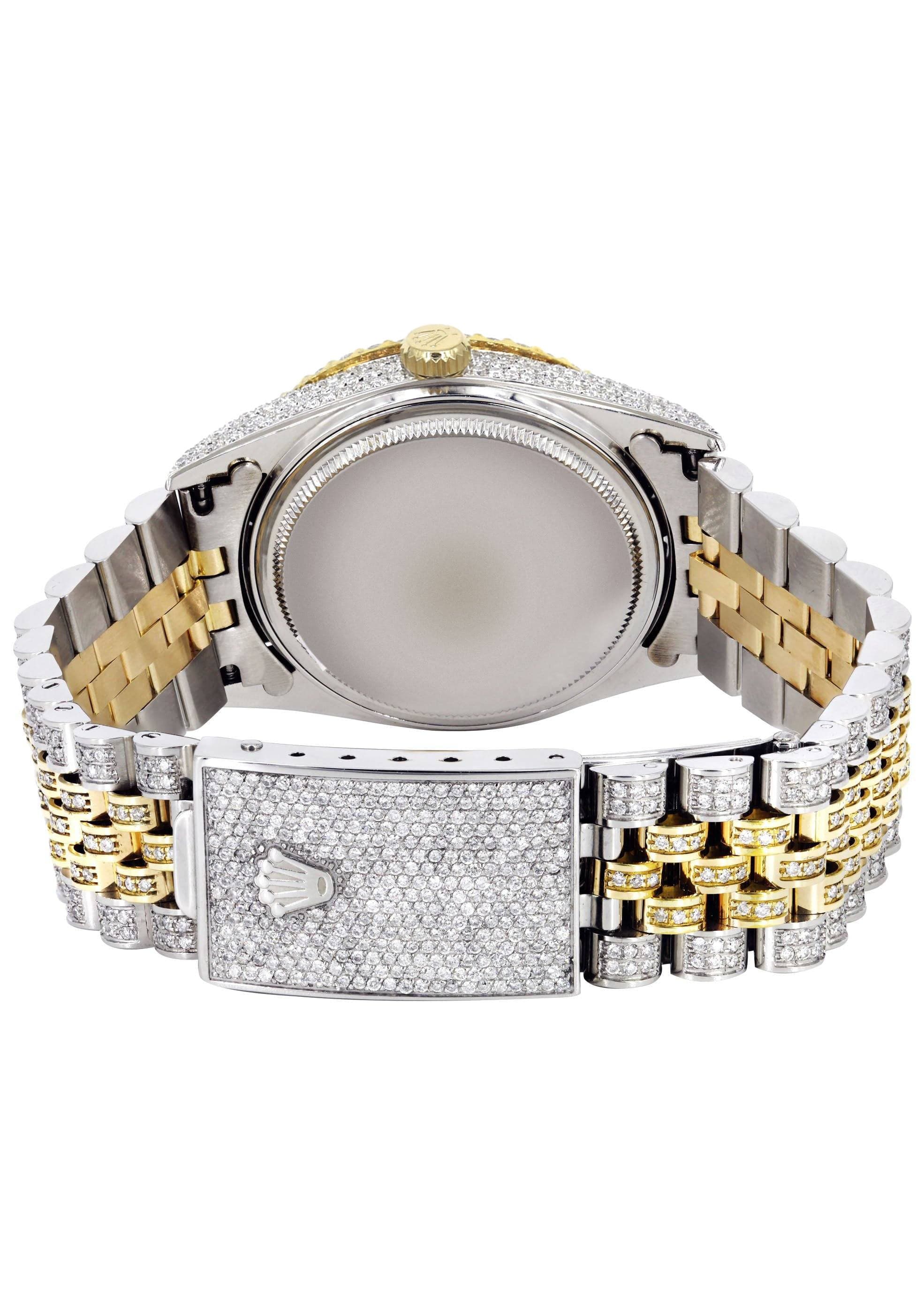 Iced Out Rolex Datejust 36 MM | Two Tone | 10 Carats of Diamonds | Full Diamond Green Arabic Diamond Dial - Image 5