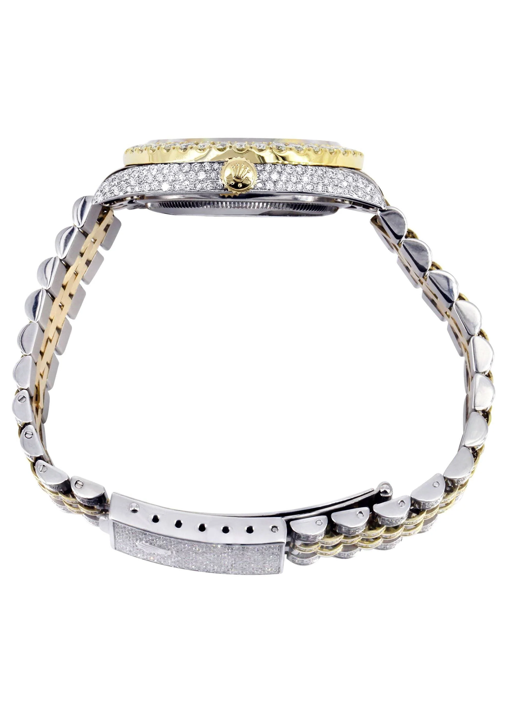Iced Out Rolex Datejust 36 MM | Two Tone | 10 Carats of Diamonds | Gold Roman Diamond Dial - Image 4