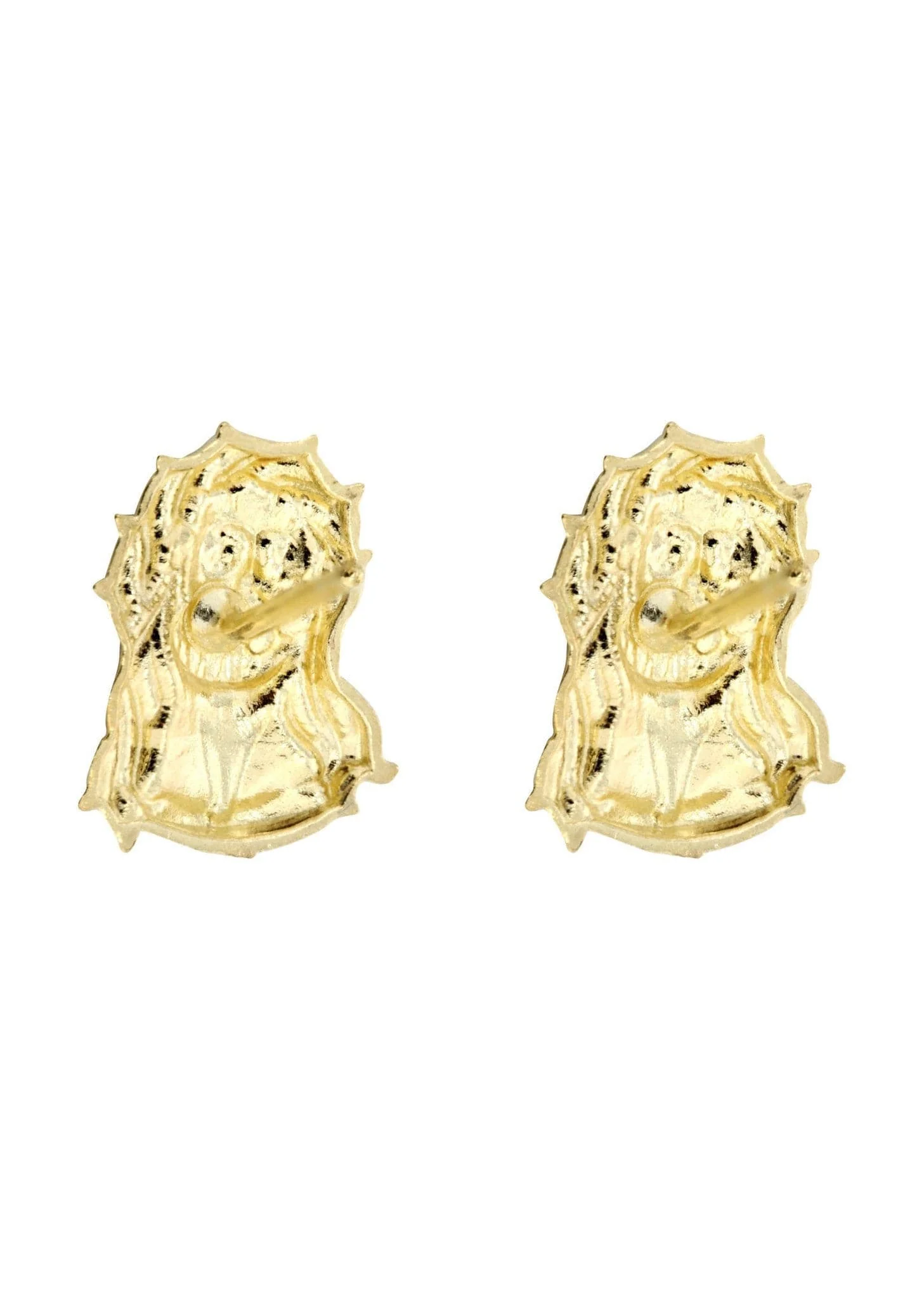Jesus 10K Yellow Gold Studs | Appx. Diameter 0.5 Inches - Image 2
