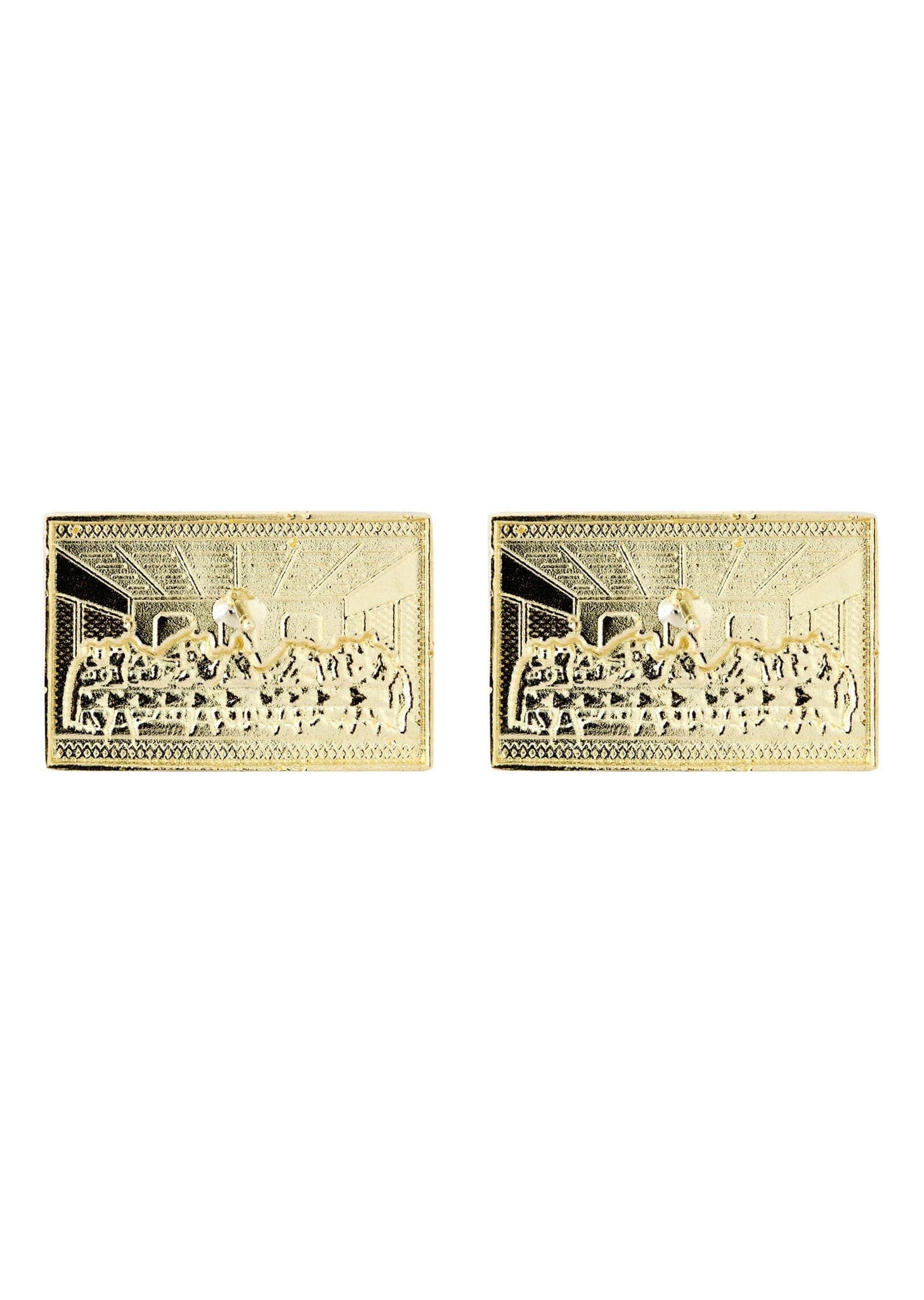 Last Supper 10K Yellow Gold Studs | Appx. Diameter 0.75 Inches - Image 2