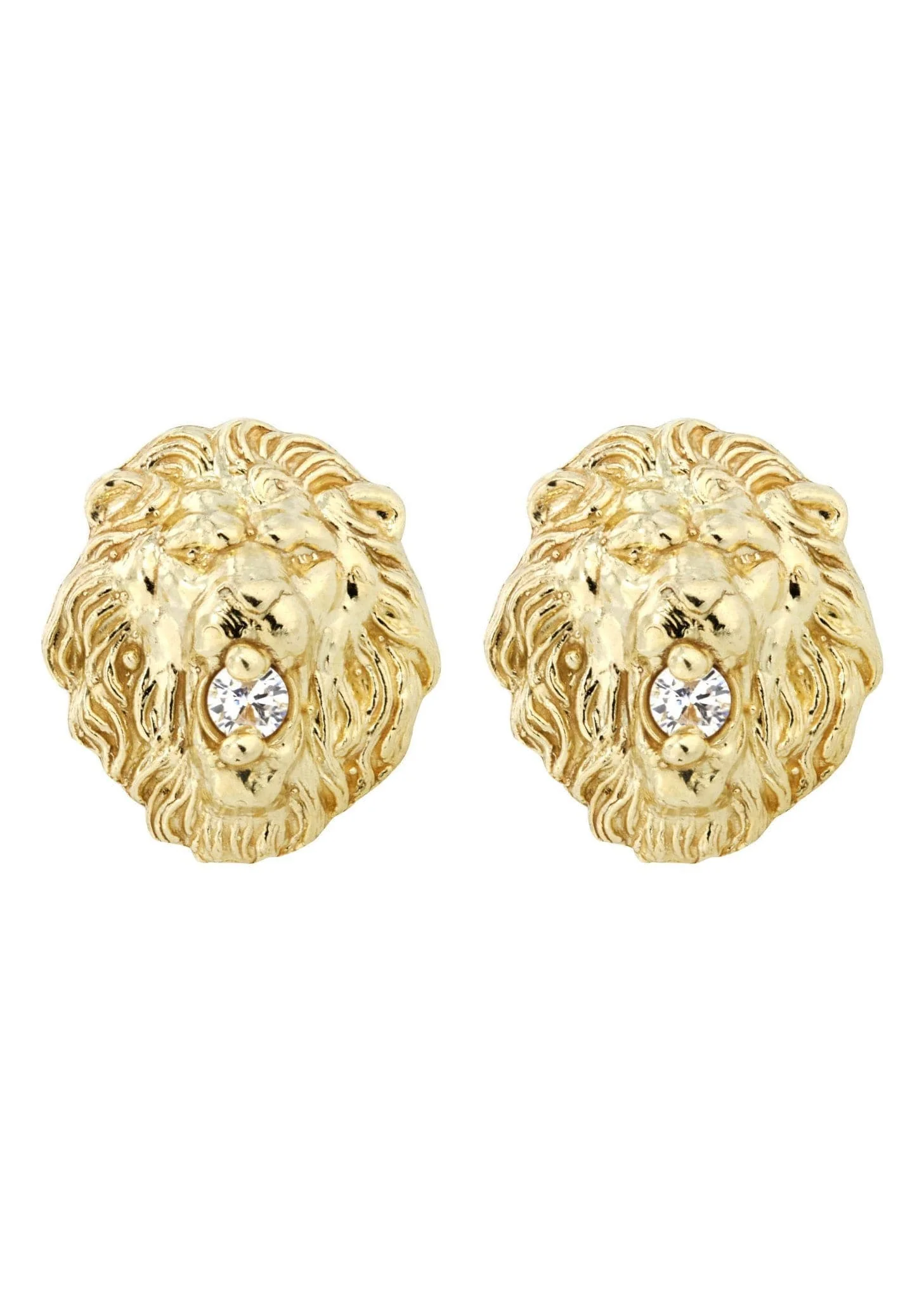 Lion 10K Yellow Gold Studs | Appx. Diameter 0.3 Inches