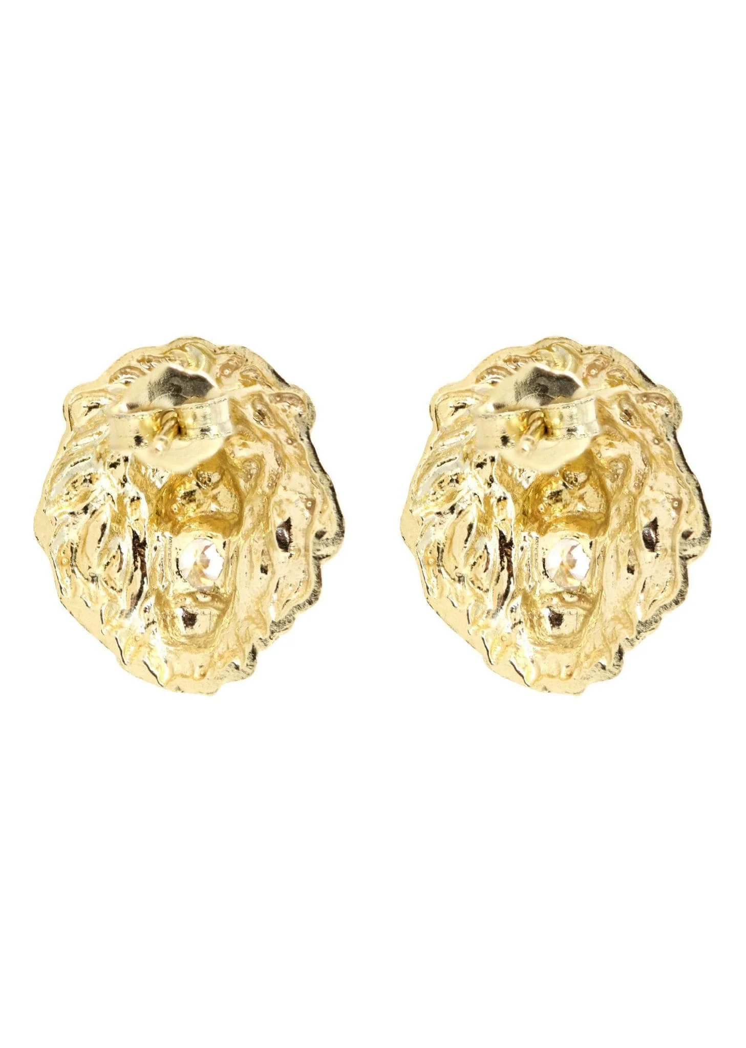 Lion 10K Yellow Gold Studs | Appx. Diameter 0.3 Inches - Image 2