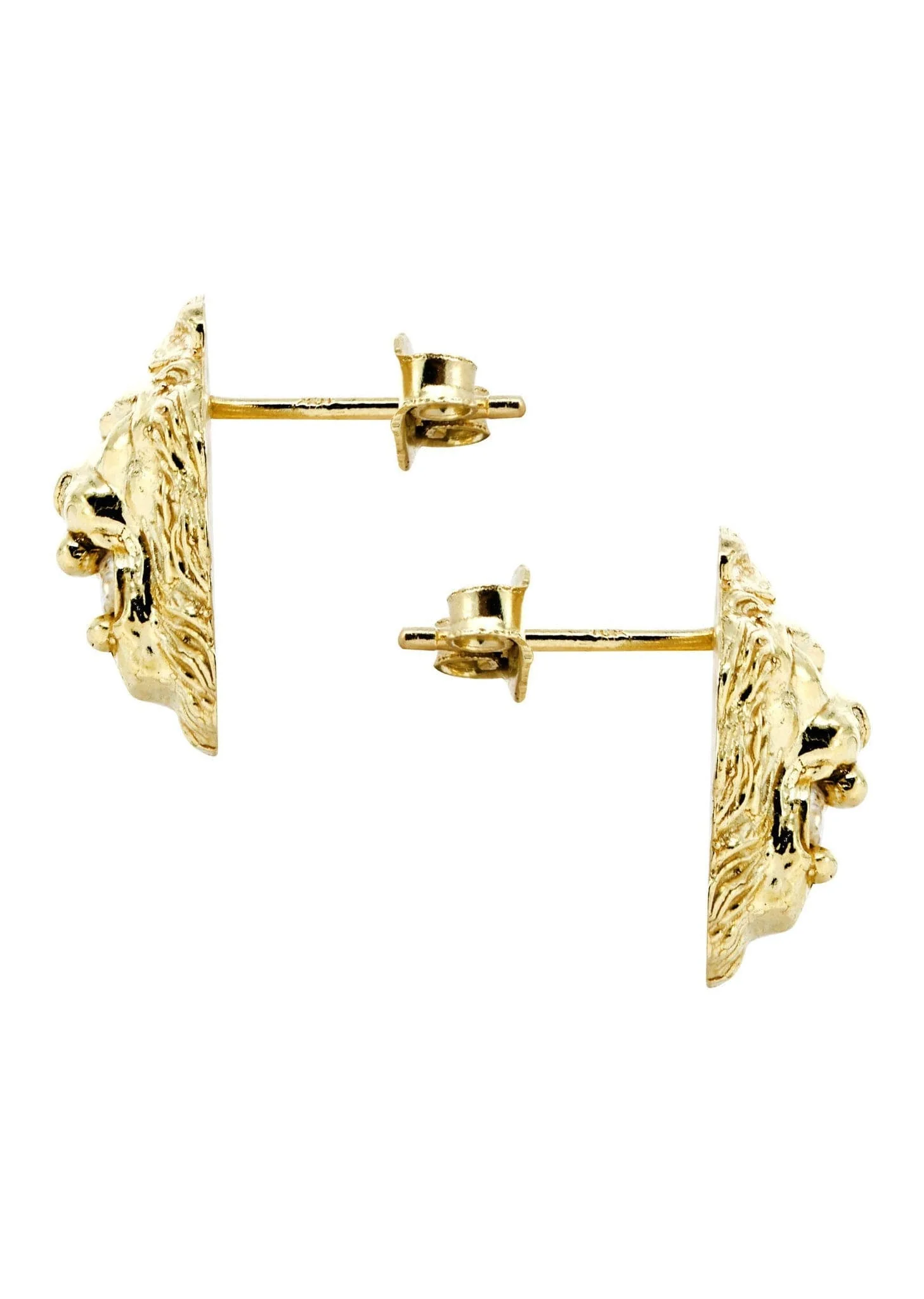 Lion 10K Yellow Gold Studs | Appx. Diameter 0.3 Inches - Image 3