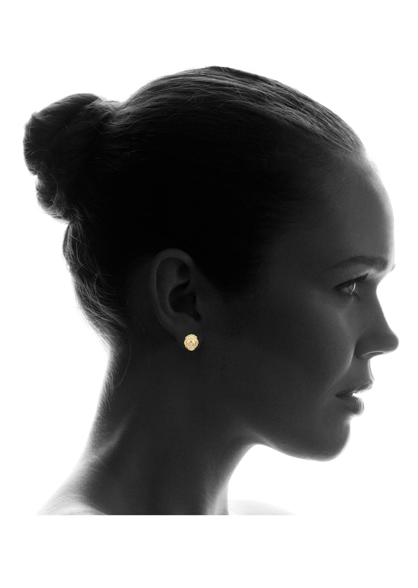 Lion 10K Yellow Gold Studs | Appx. Diameter 0.5 Inches - Image 4