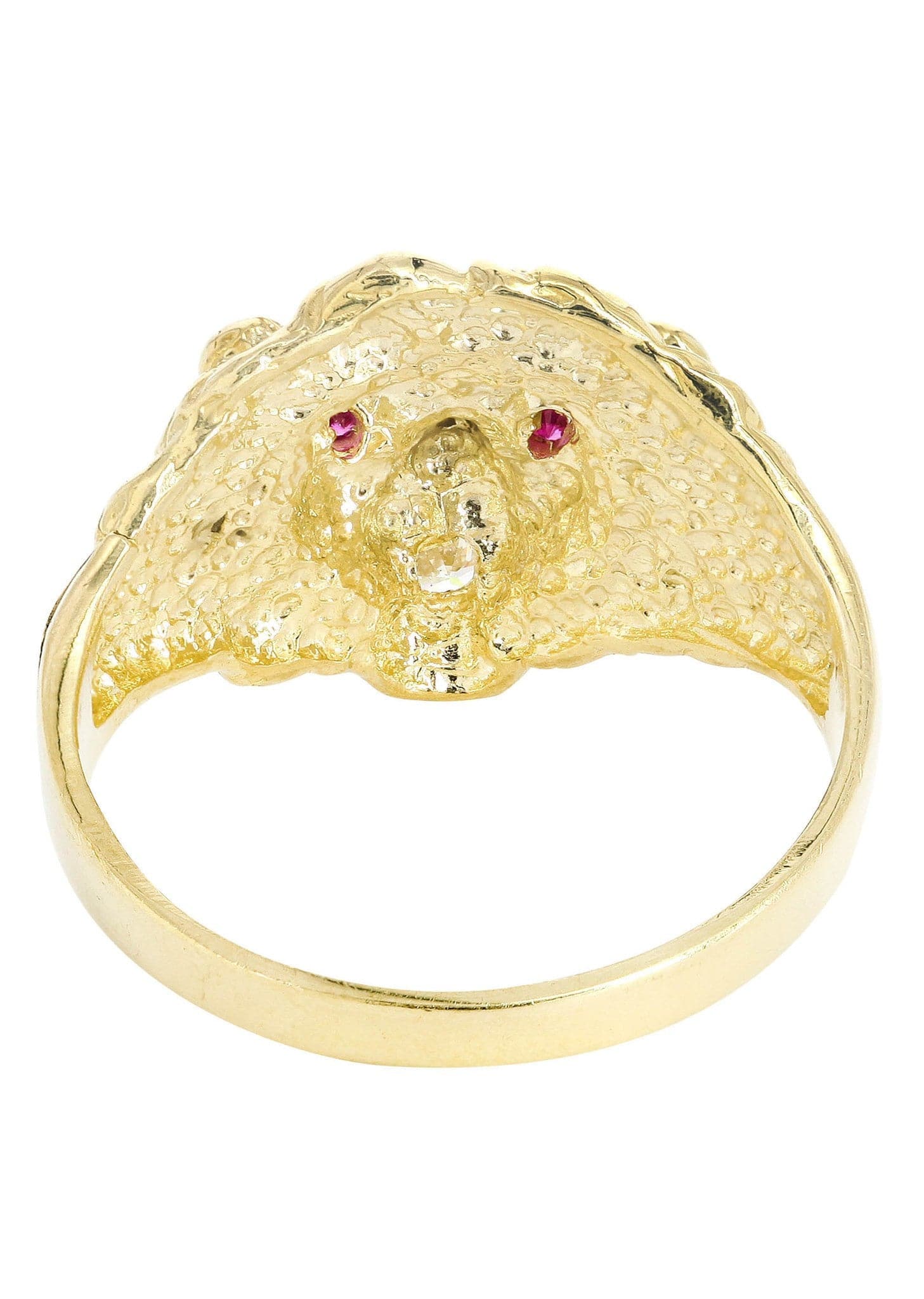Lion & Ruby 10K Gold Mens Ring | 5.8 Grams - Image 2