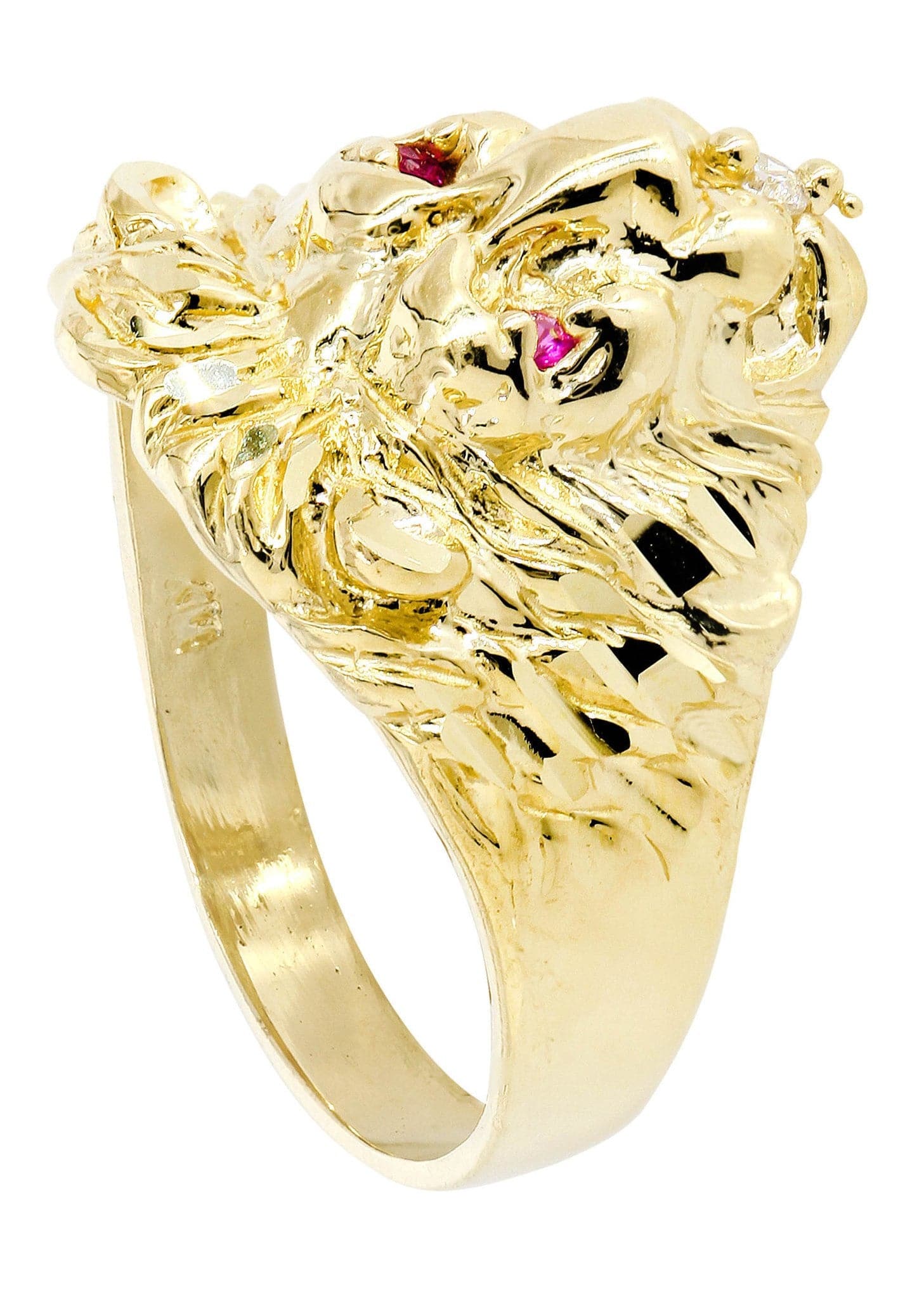 Lion & Ruby 10K Gold Mens Ring | 5.8 Grams - Image 3
