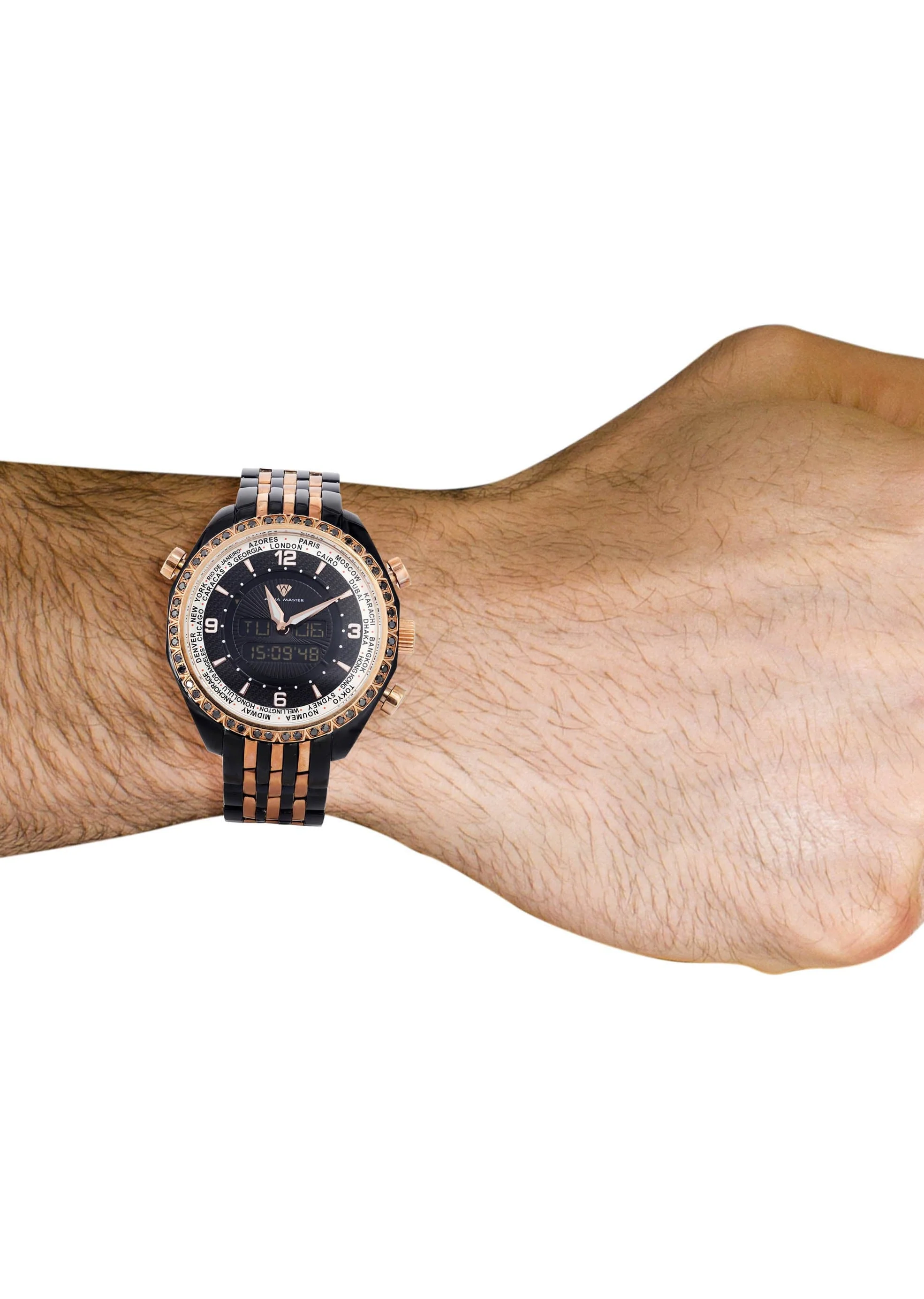 Mens Black & Rose Gold Tone Diamond Watch | Appx. 1.5 Carats - Image 2