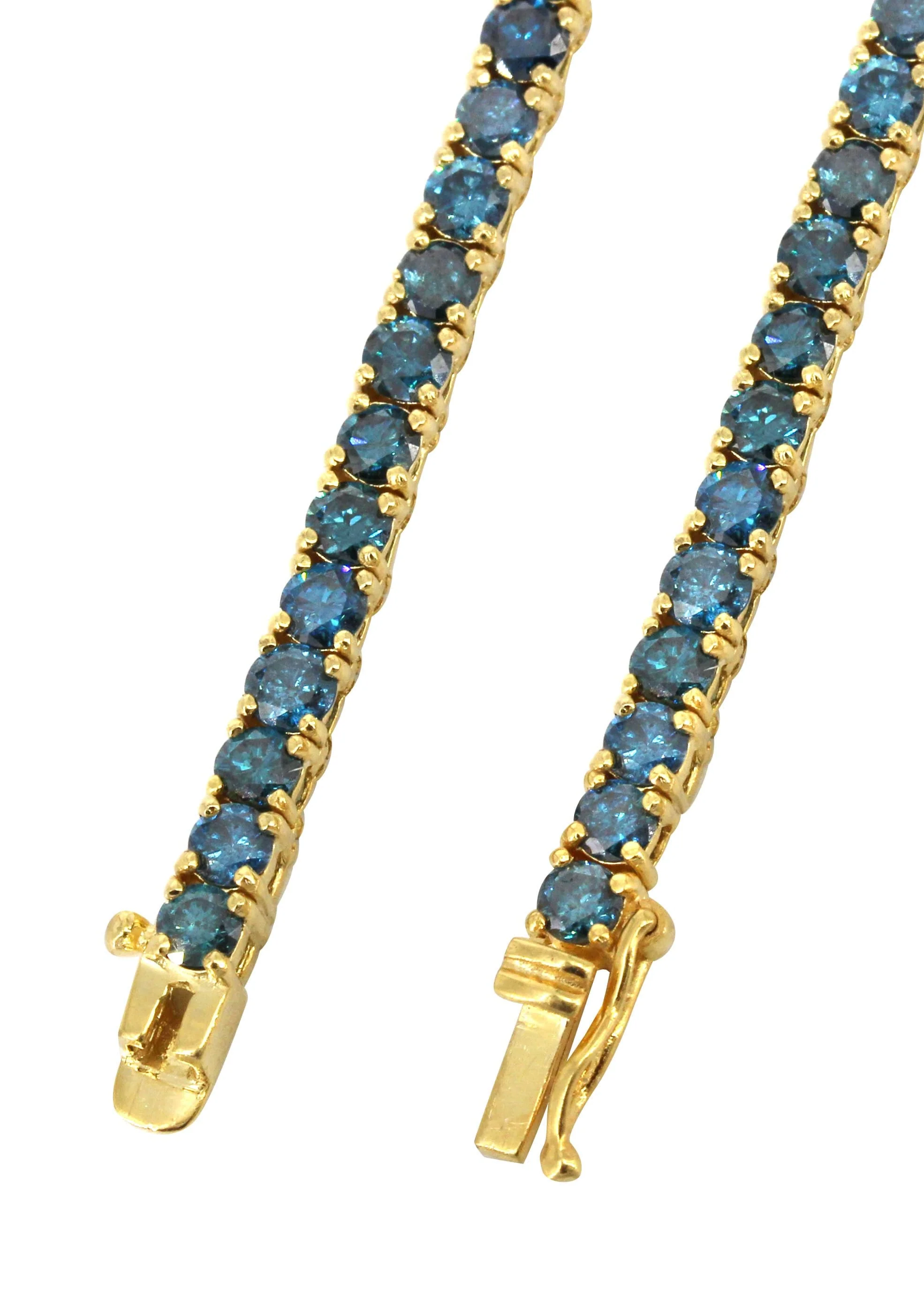 Mens Blue Diamond Gold Tennis Chain - Image 3