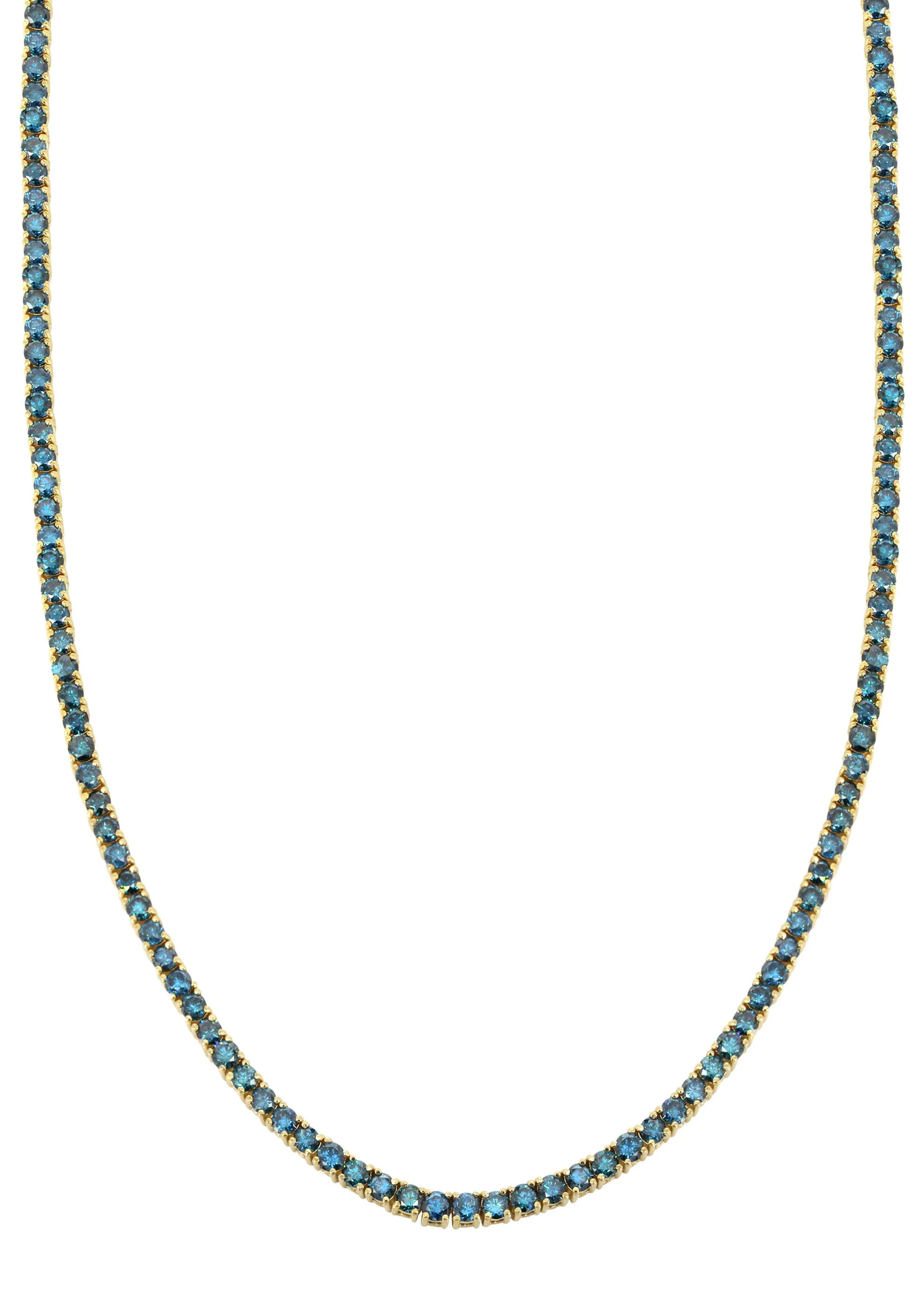 Mens Blue Diamond Gold Tennis Chain - Image 4