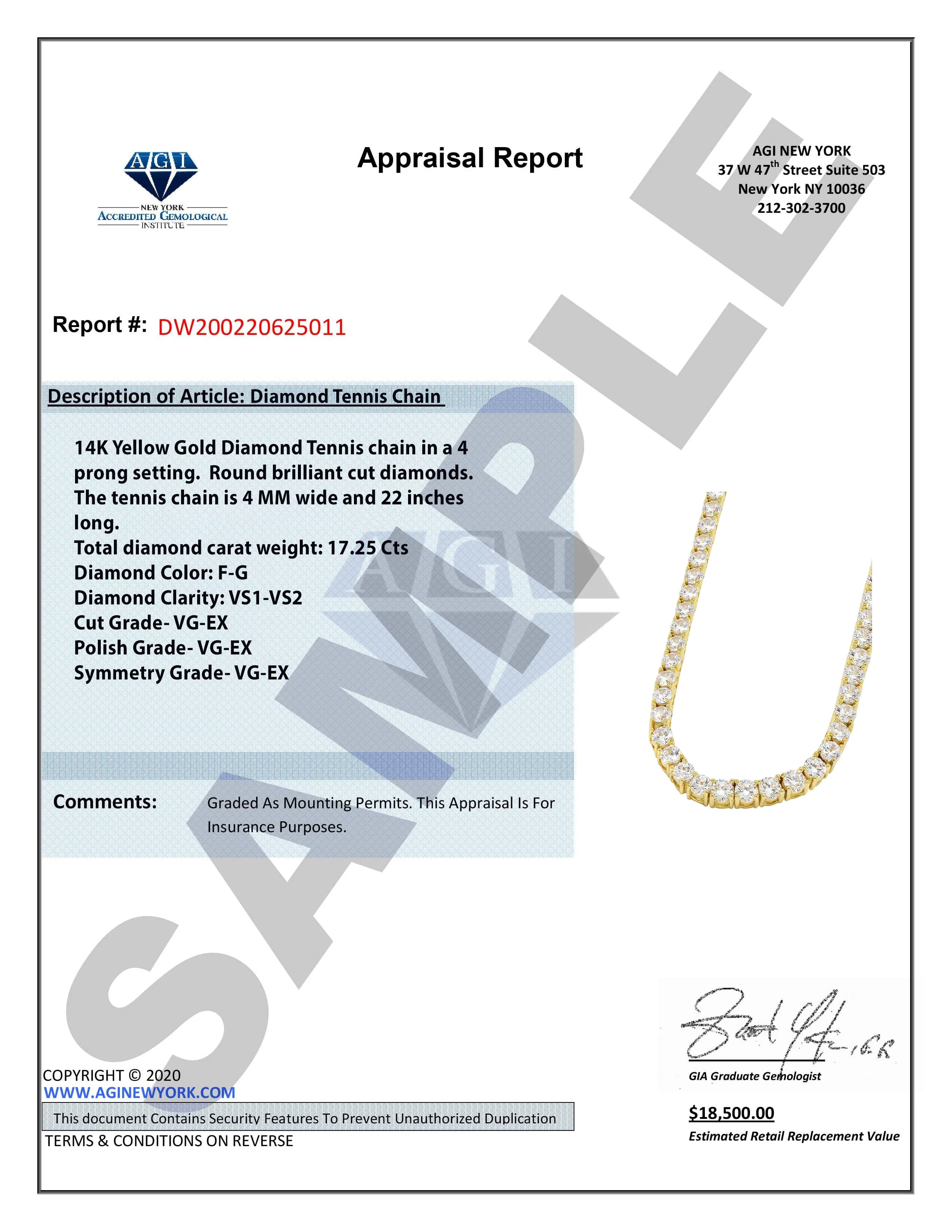 Mens Blue Diamond Gold Tennis Chain - Image 7