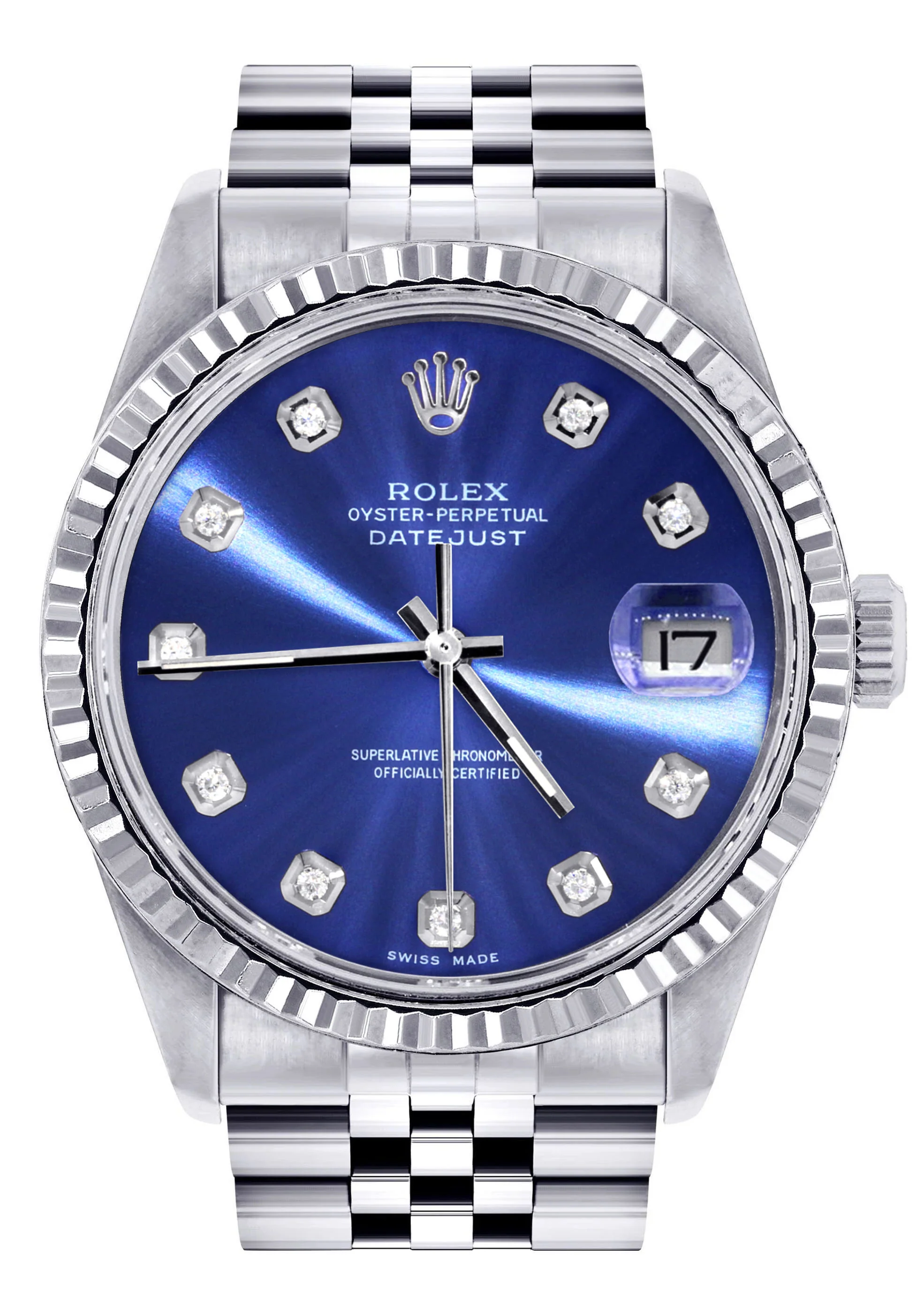 Womens Rolex Datejust Watch 16200 | Fluted Bezel | 36Mm | Blue Dial | Fluted Bezel | Jubilee Band