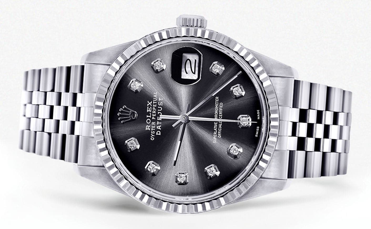 Mens Rolex Datejust Watch 16200 | Fluted Bezel | 36Mm | Chrome Dial | Jubilee Band - Image 2