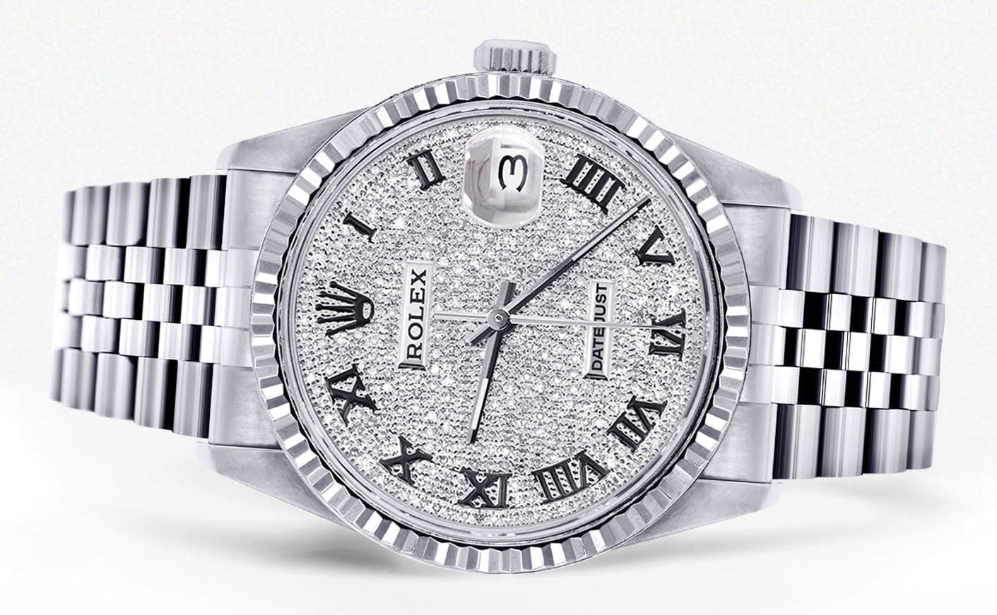 Mens Rolex Datejust Watch 16200 | Fluted Bezel | 36Mm | Diamond Roman Numeral Dial | Jubilee Band - Image 2