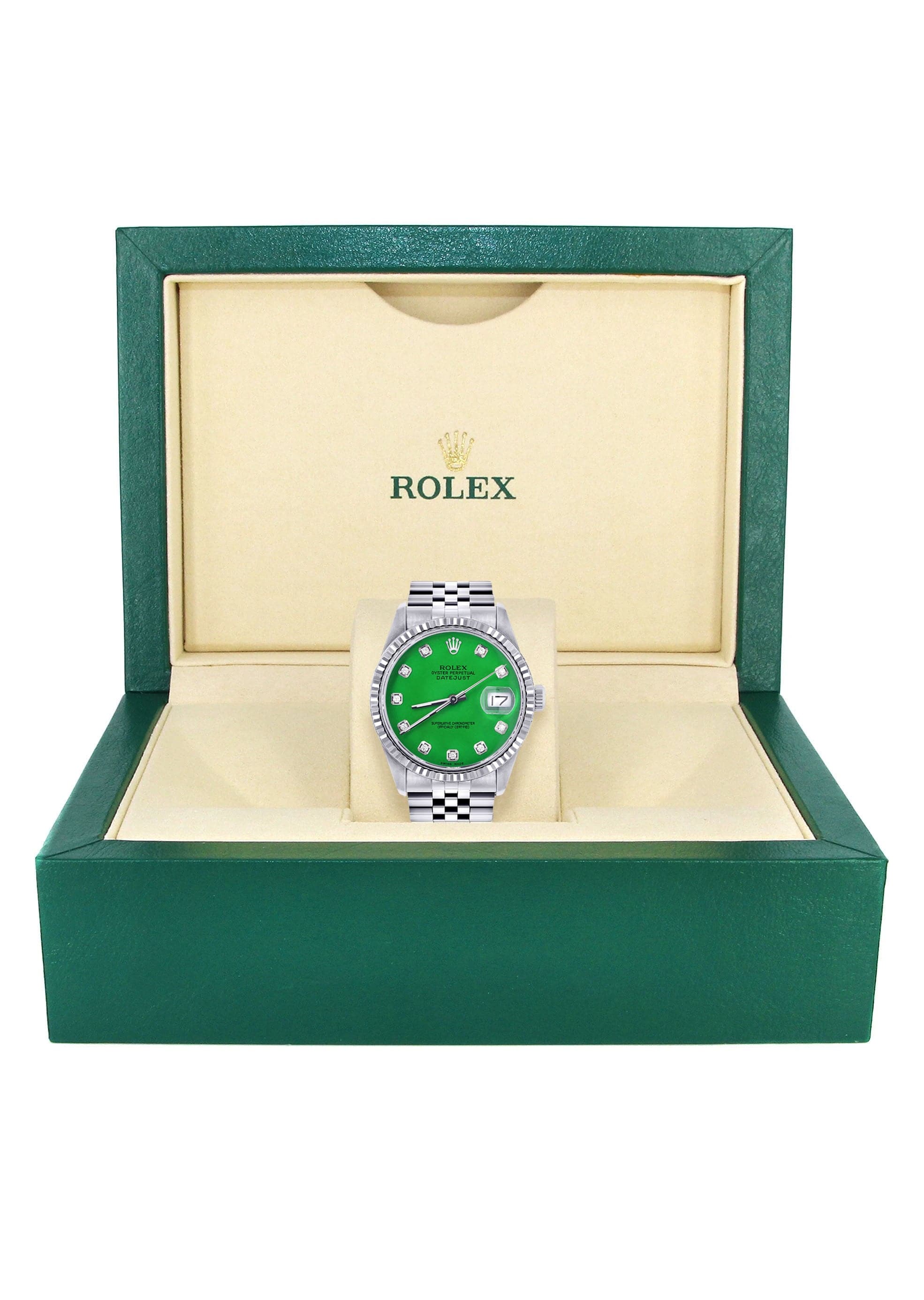 Mens Rolex Datejust Watch 16200 | Fluted Bezel | 36Mm | Green Dial | Jubilee Band - Image 6