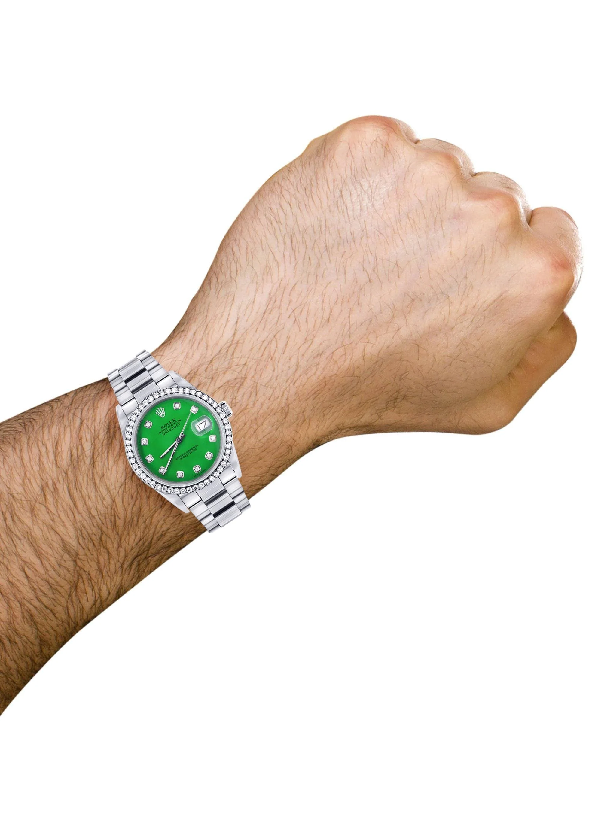 Mens Rolex Datejust Watch 16200 | 36Mm | Green Dial | Oyster Band - Image 4