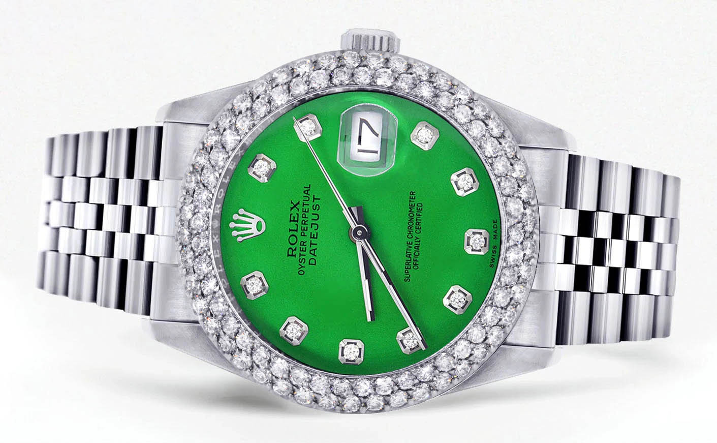 Mens Rolex Datejust Watch 16200 | 36Mm | Green Dial | Two Row 4.25 Carat Bezel | Jubilee Band - Image 2