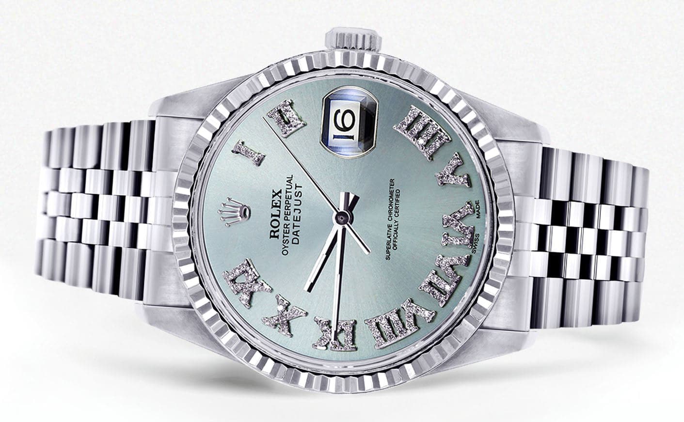 Mens Rolex Datejust Watch 16200 | Fluted Bezel | 36Mm | Light Blue Dial | Jubilee Band - Image 2