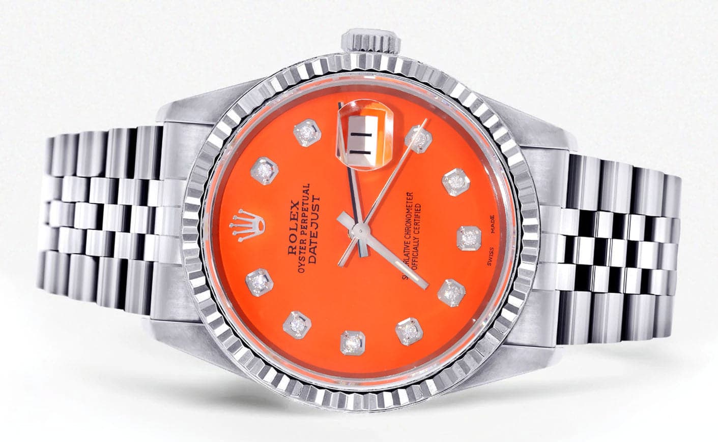 Mens Rolex Datejust Watch 16200 | Fluted Bezel | 36Mm | Orange Dial | Jubilee Band - Image 2
