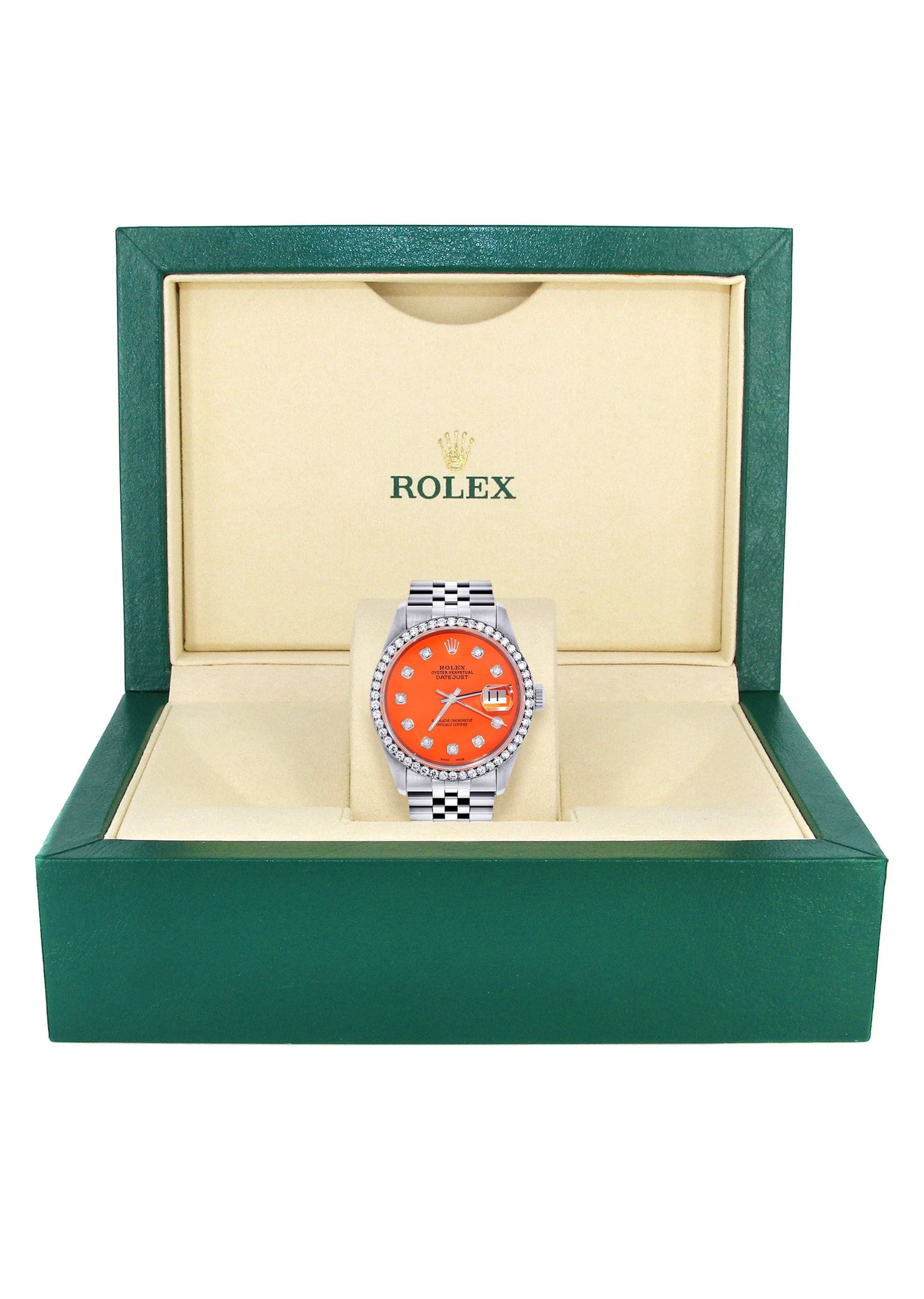 Mens Rolex Datejust  Watch 16200 | 36Mm | Orange Dial | Jubilee Band - Image 7