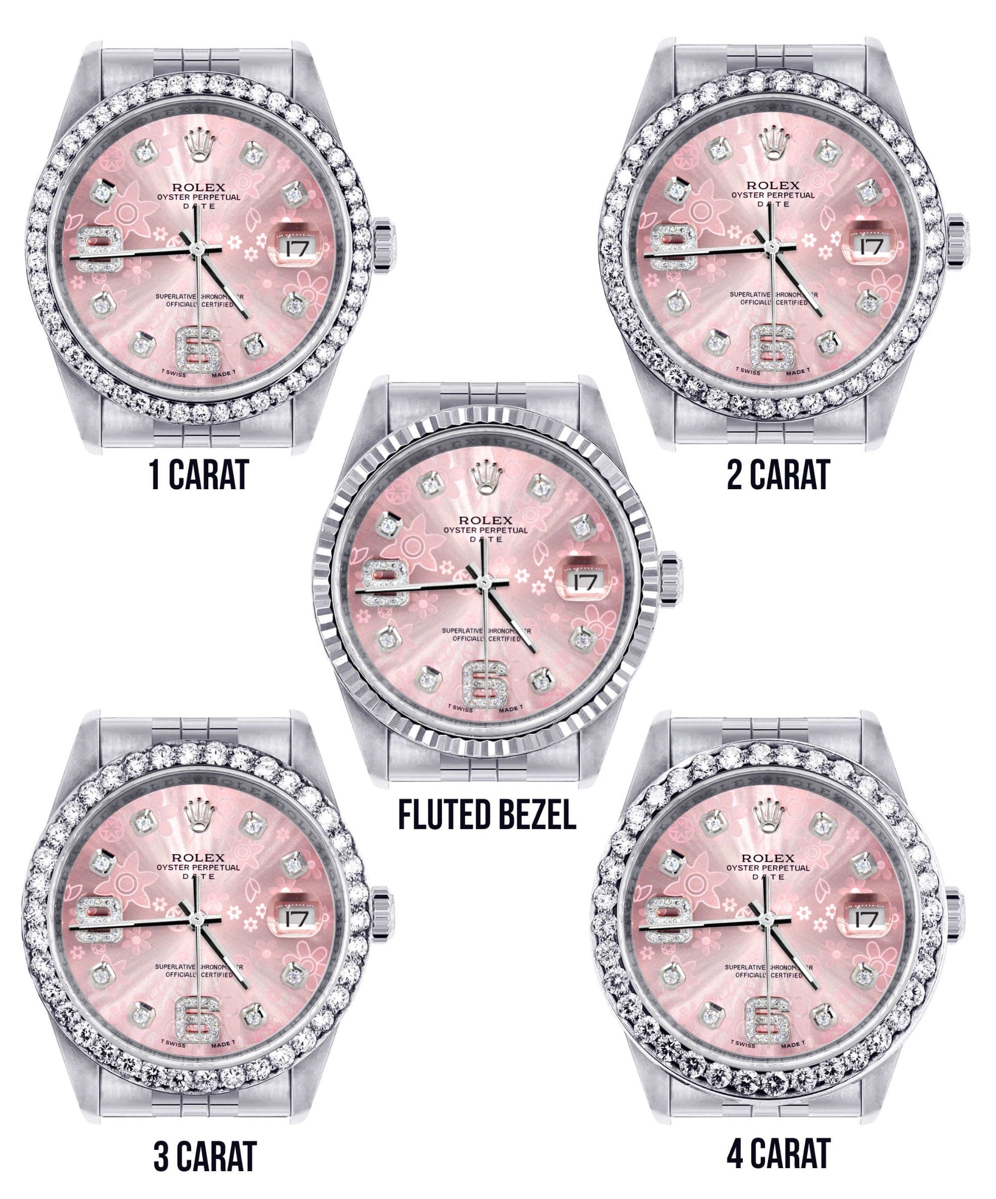 Mens Rolex Datejust Watch 16200 | 36Mm | Pink Flower Diamond Dial | Jubilee Band - Image 3