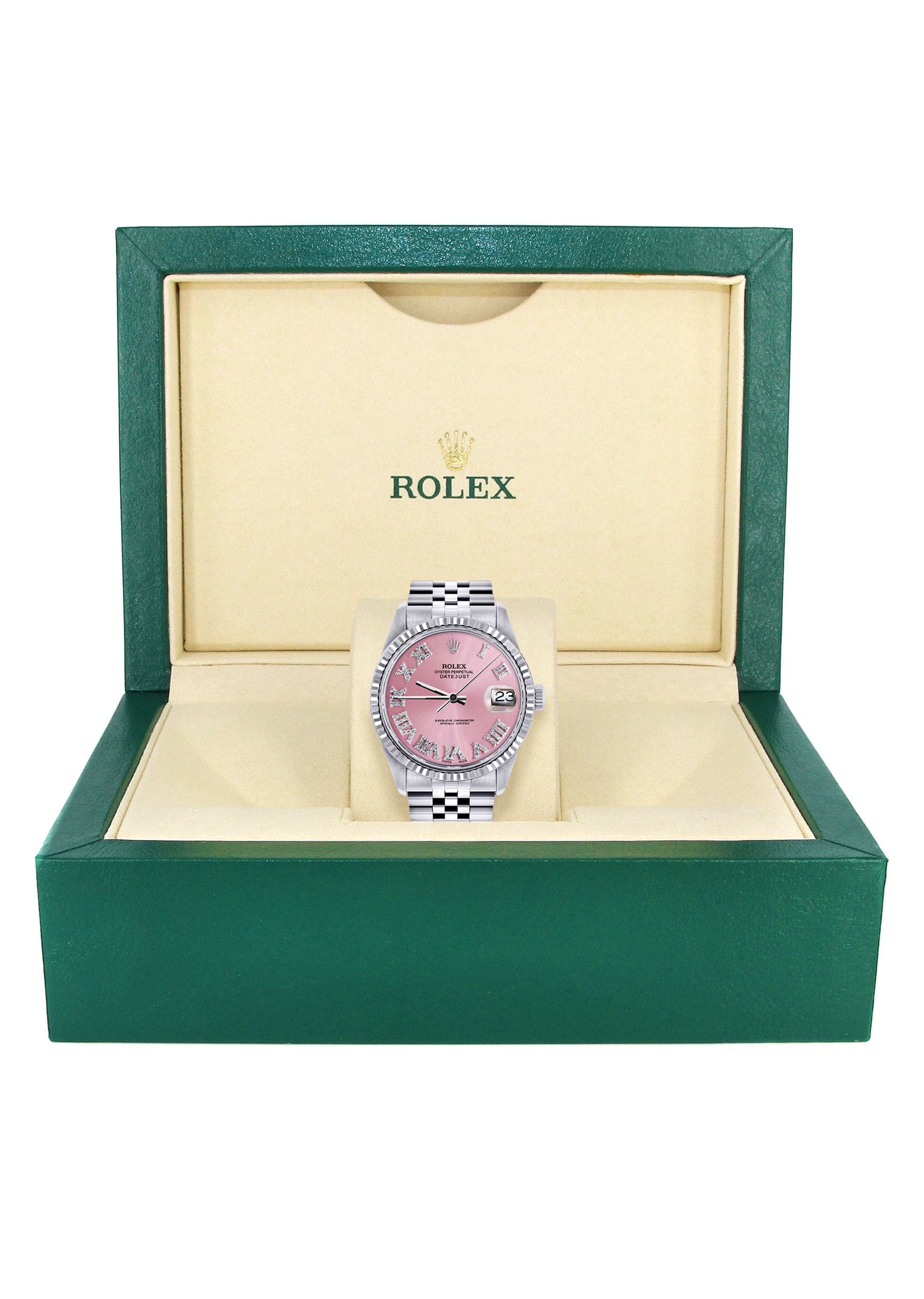 Mens Rolex Datejust Watch 16200 | Fluted Bezel | 36Mm | Pink Numeral Dial | Jubilee Band - Image 6
