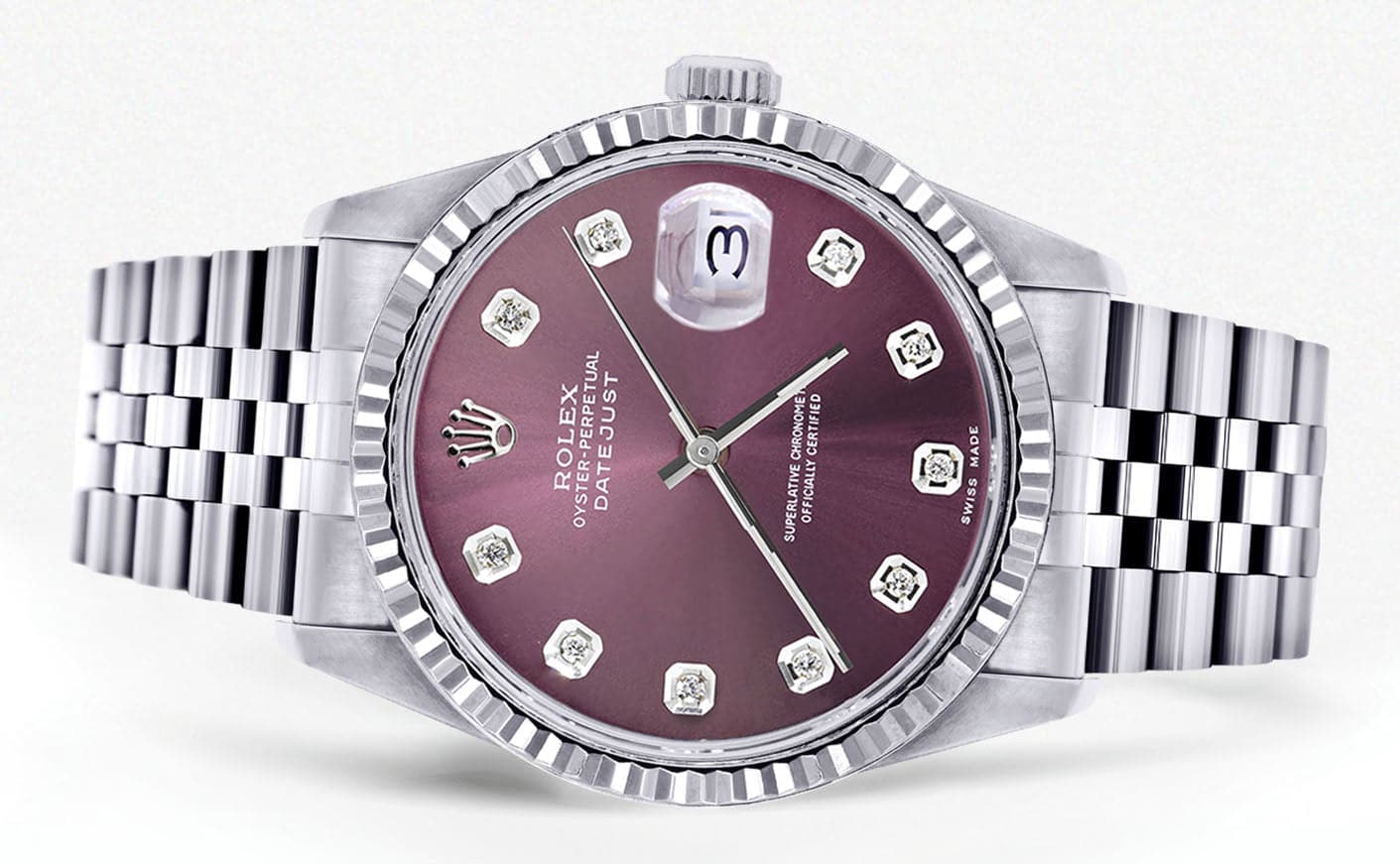 Mens Rolex Datejust Watch 16200 | Fluted Bezel | 36Mm | Purple Dial | Jubilee Band - Image 2