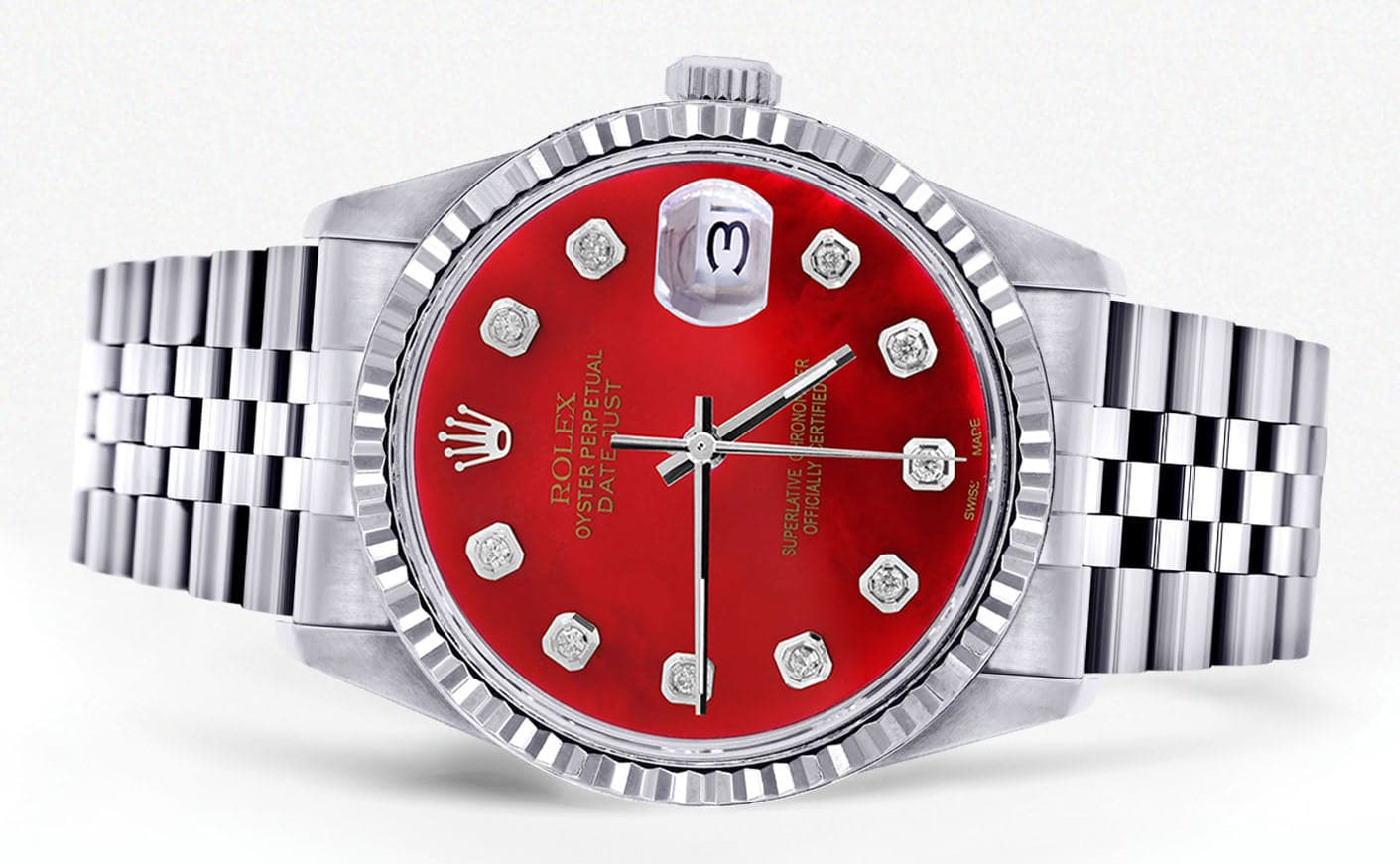 Mens Rolex Datejust Watch 16200 | Fluted Bezel | 36Mm | Red Dial | Jubilee Band - Image 2