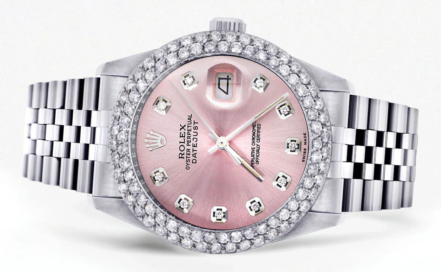Mens Rolex Datejust Watch 16200 | 36Mm | Rose Dial | Two Row 4.25 Carat Bezel | Jubilee Band - Image 2